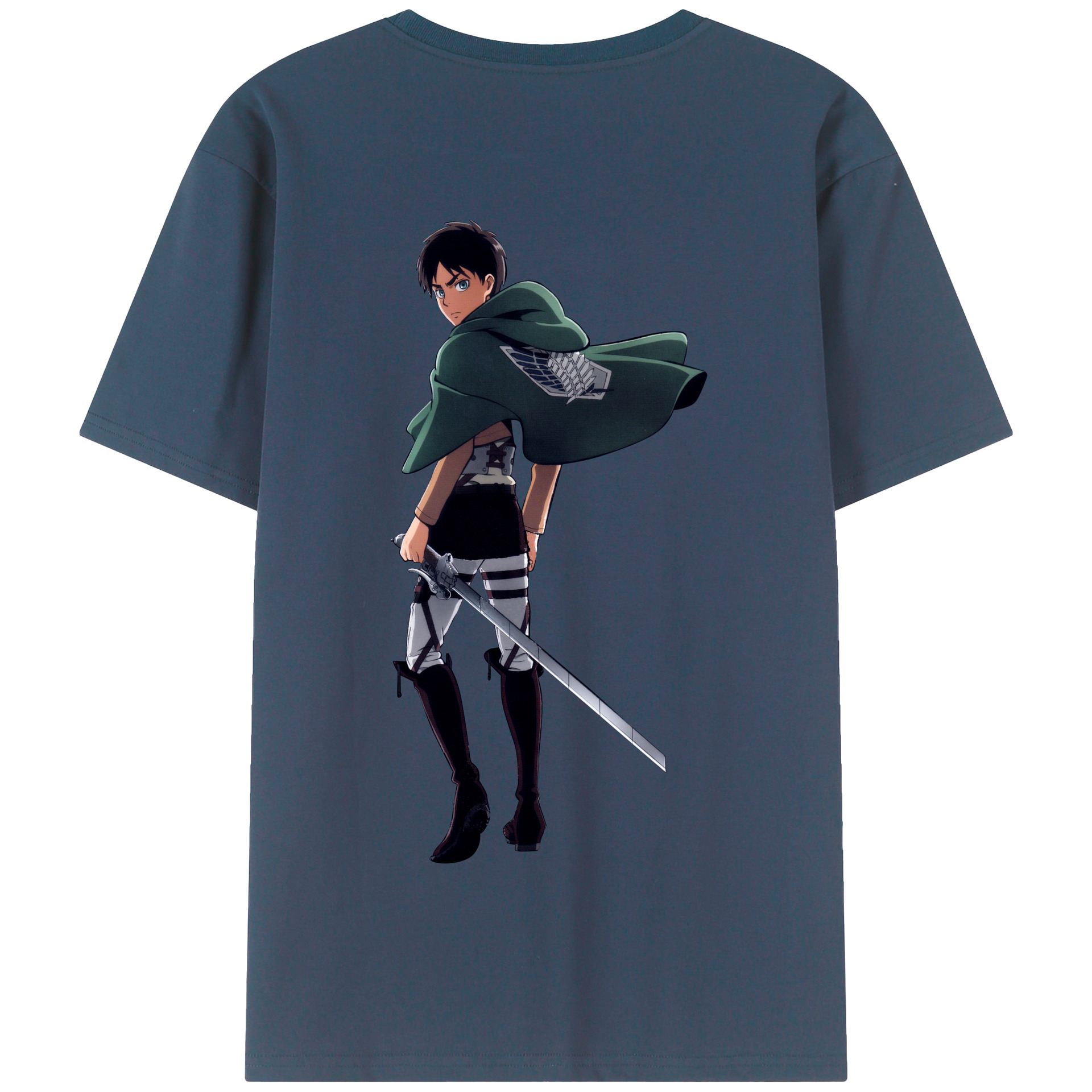 （画像用） 進撃の巨人 エレン･イェーガー Attack on Titan Eren Jäger 綿100％半袖Tシャツ（背面プリント）