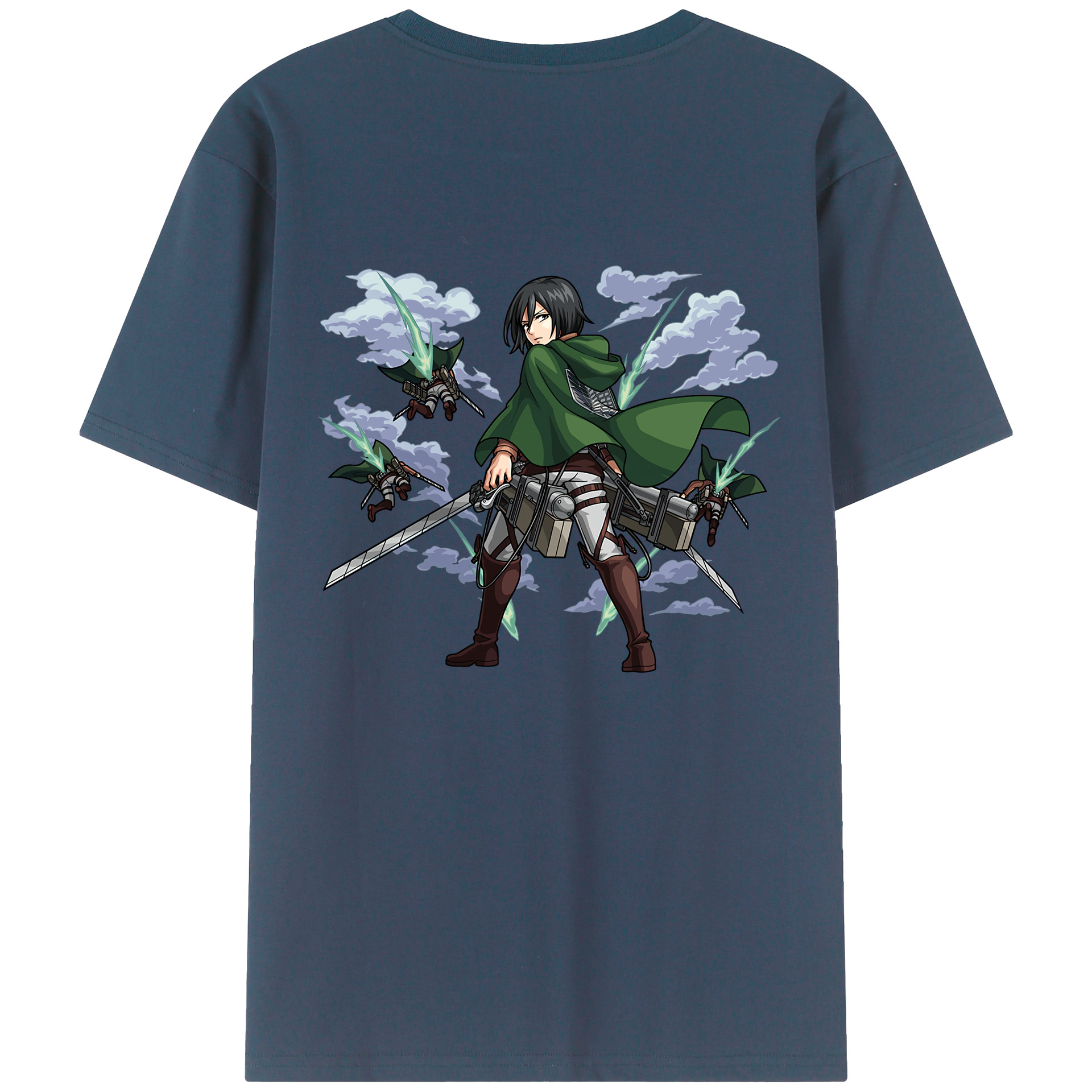 （画像用） 進撃の巨人 ミカサ·アッカーマン Attack on Titan Mikasa Ackerman 綿100％半袖Tシャツ（背面プリント）