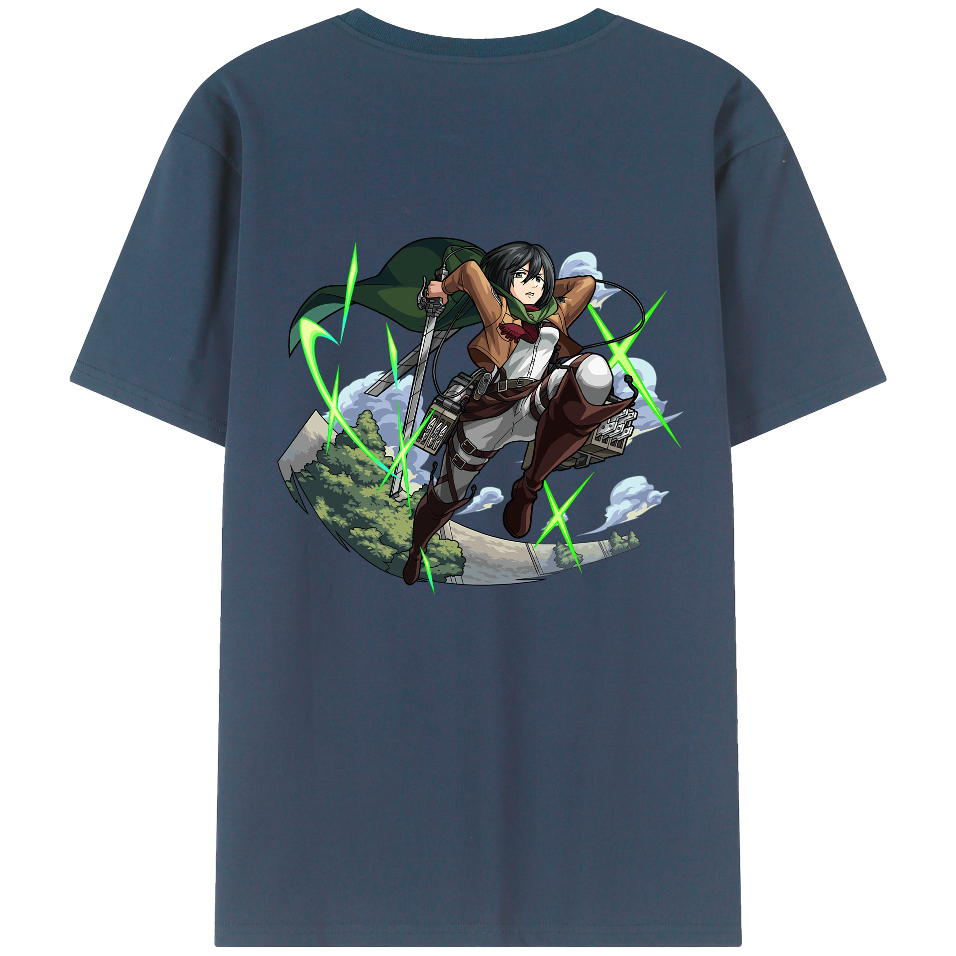 （画像用） 進撃の巨人 ミカサ·アッカーマン Attack on Titan Mikasa Ackerman 綿100％半袖Tシャツ（背面プリント）