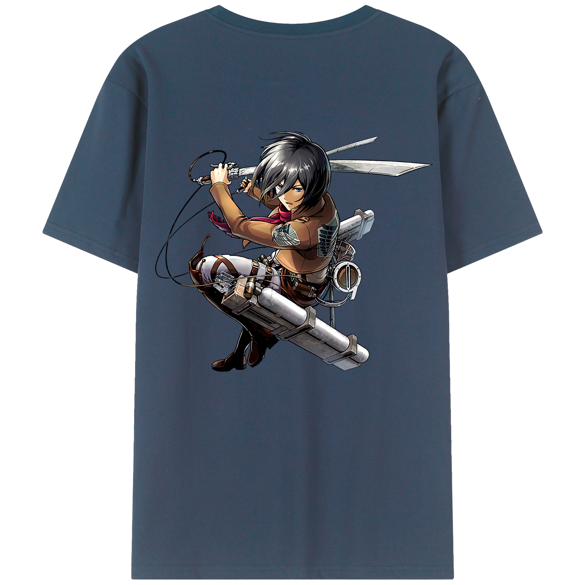 （画像用） 進撃の巨人 ミカサ·アッカーマン Attack on Titan Mikasa Ackerman 綿100％半袖Tシャツ（背面プリント）