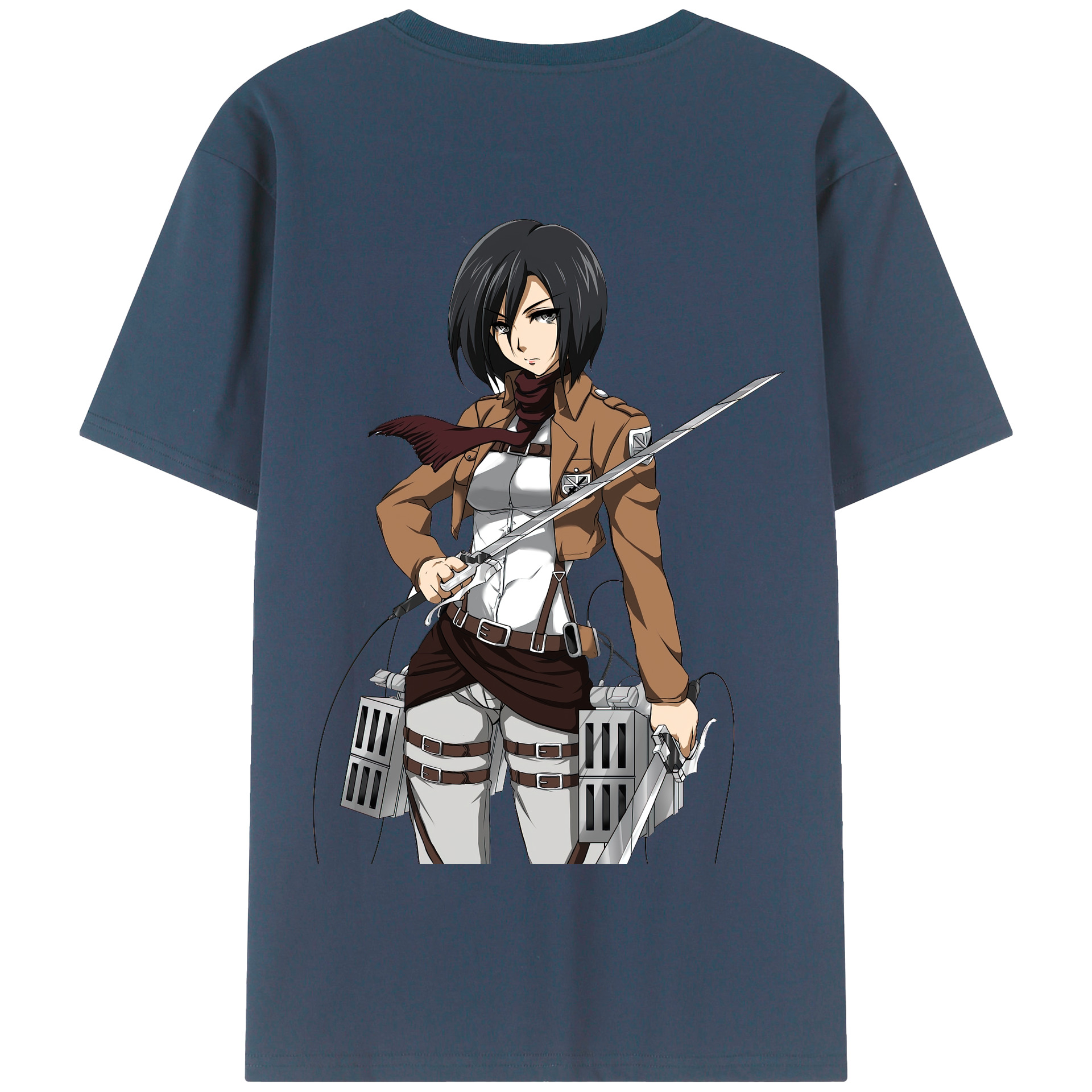 （画像用） 進撃の巨人 ミカサ·アッカーマン Attack on Titan Mikasa Ackerman 綿100％半袖Tシャツ（背面プリント）