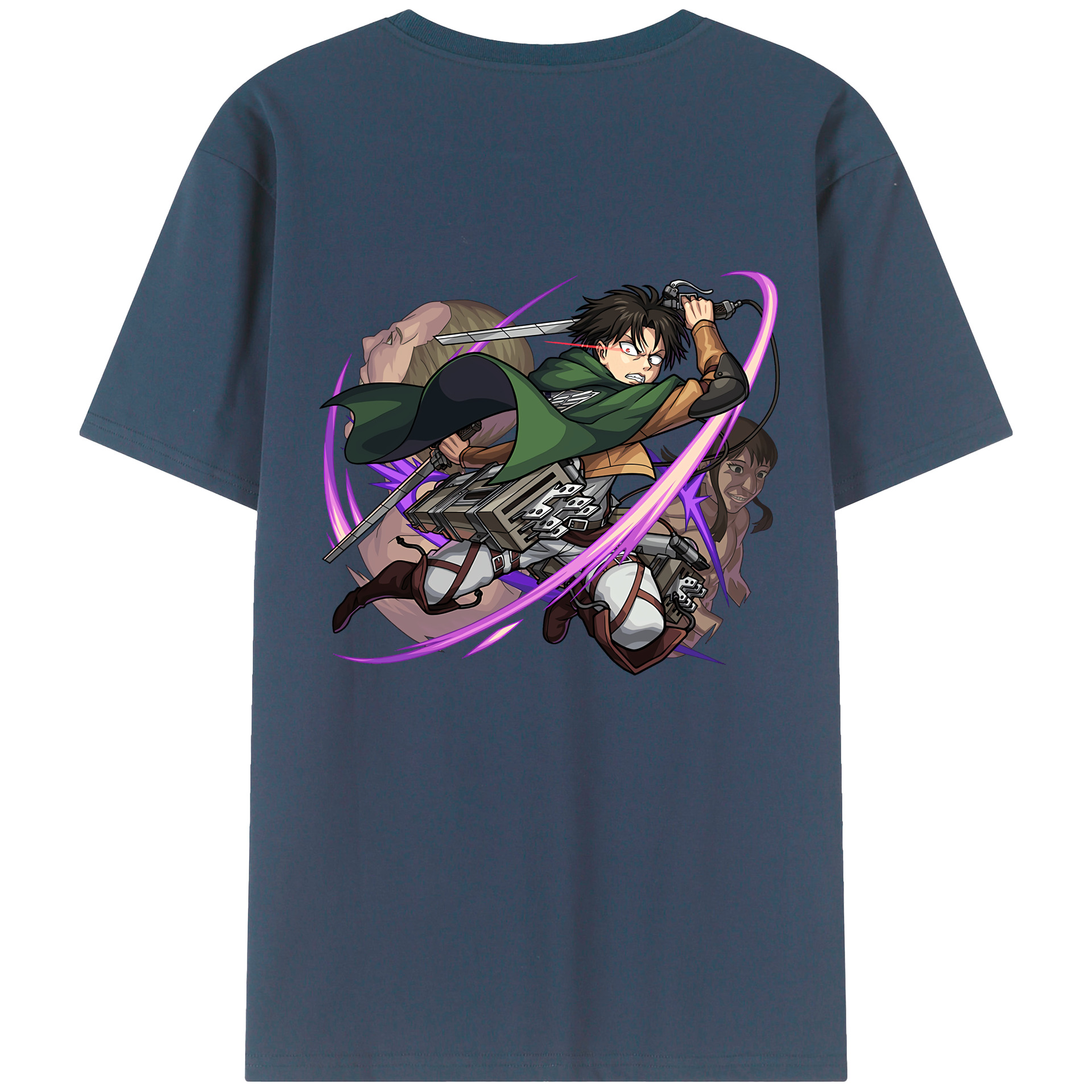 （画像用） 進撃の巨人 リヴァイ·アッカーマン Attack on Titan Levi Ackerman 綿100％半袖Tシャツ（背面プリント）