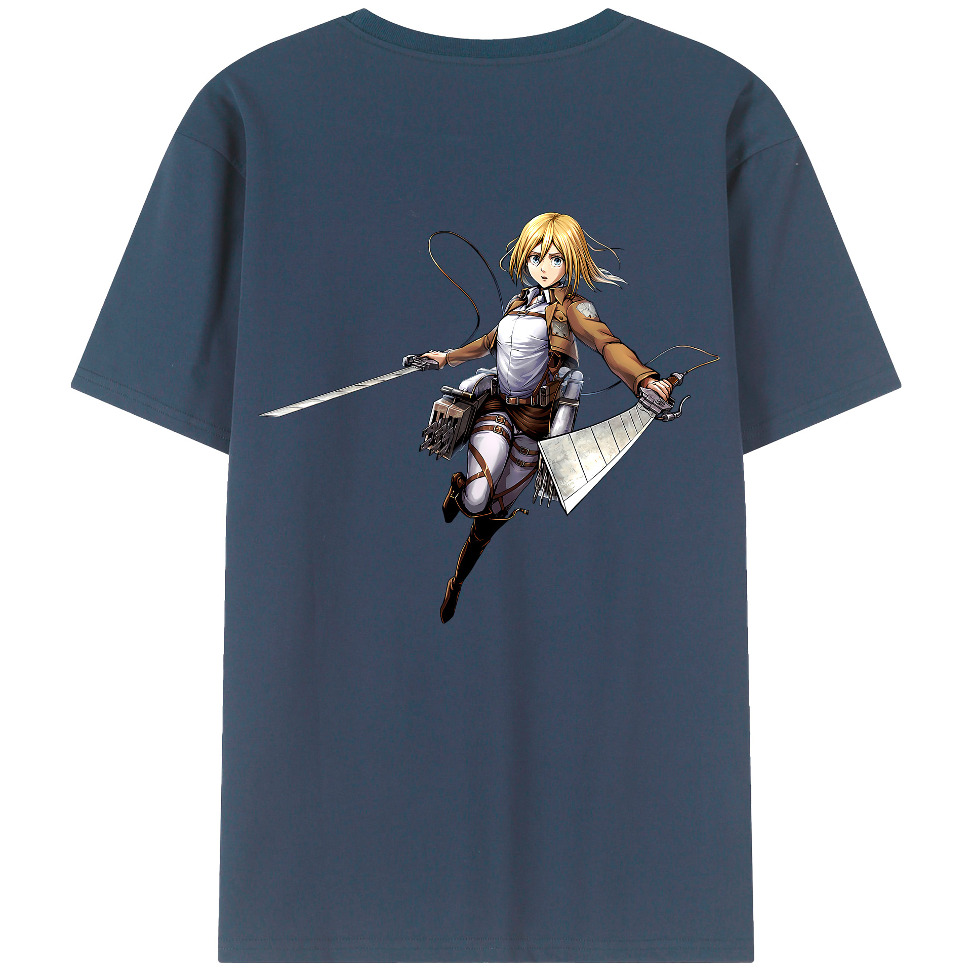 （画像用） 進撃の巨人 クリスタ·レンズ Attack on Titan Christa Lenz 綿100％半袖Tシャツ（背面プリント）
