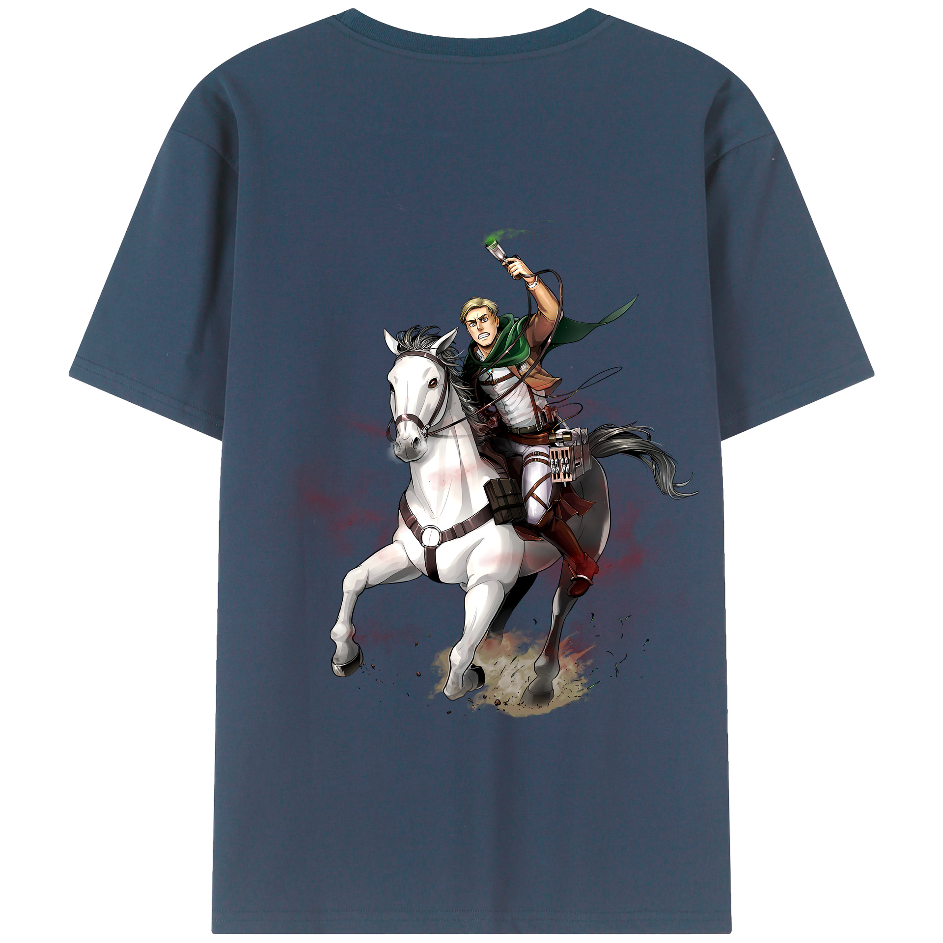 （画像用） 進撃の巨人 エルヴィン・スミス Attack on Titan Erwin Smith 綿100％半袖Tシャツ（背面プリント）