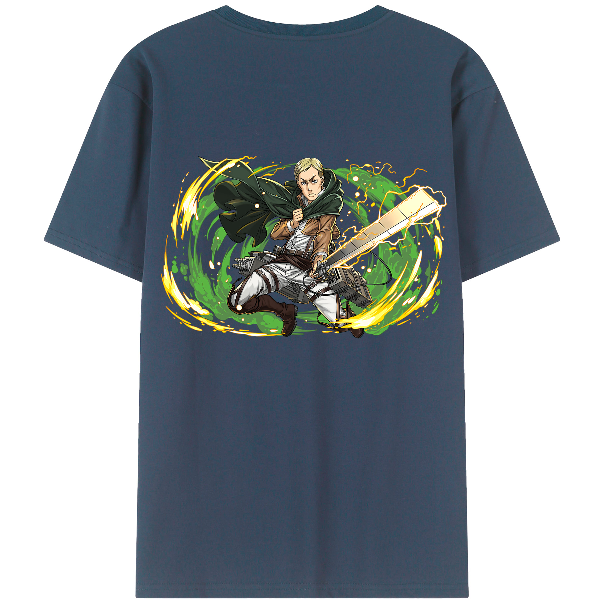 （画像用） 進撃の巨人 エルヴィン・スミス Attack on Titan Erwin Smith 綿100％半袖Tシャツ（背面プリント）