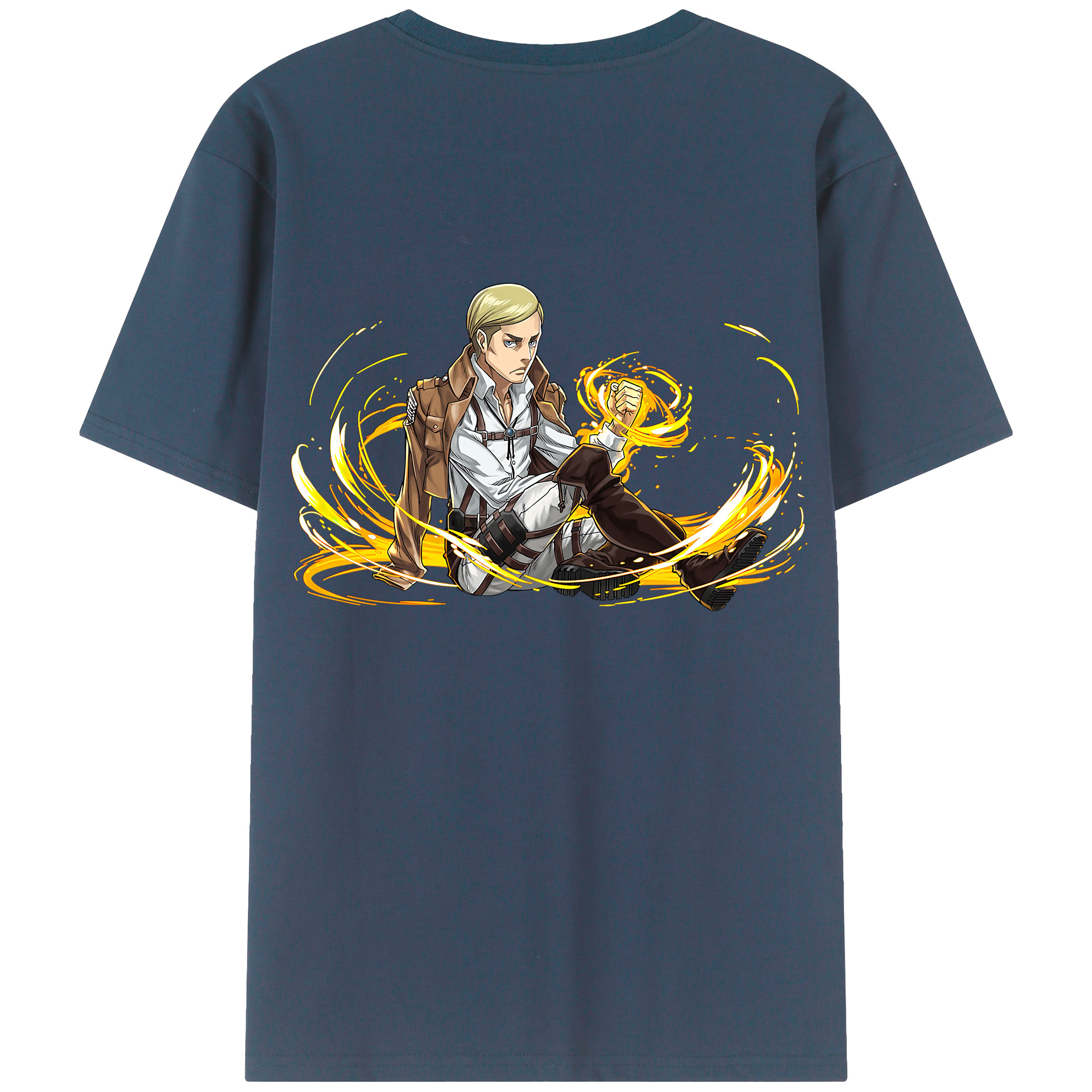 （画像用） 進撃の巨人 エルヴィン・スミス Attack on Titan Erwin Smith 綿100％半袖Tシャツ（背面プリント）