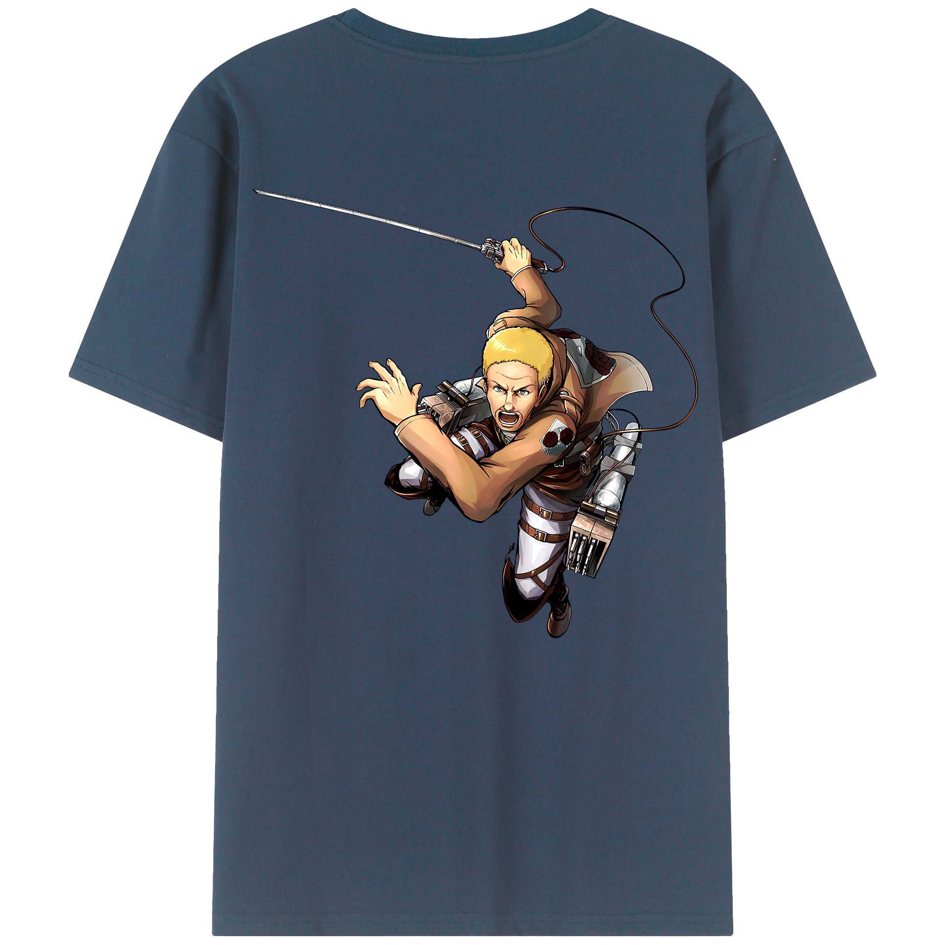 （画像用） 進撃の巨人 ハンネス Attack on Titan Hannes 綿100％半袖Tシャツ（背面プリント）