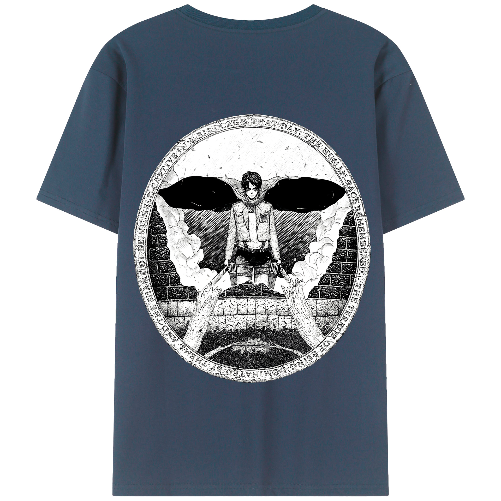 （画像用） 進撃の巨人 エレン･イェーガー Attack on Titan Eren Jäger 綿100％半袖Tシャツ（背面プリント）