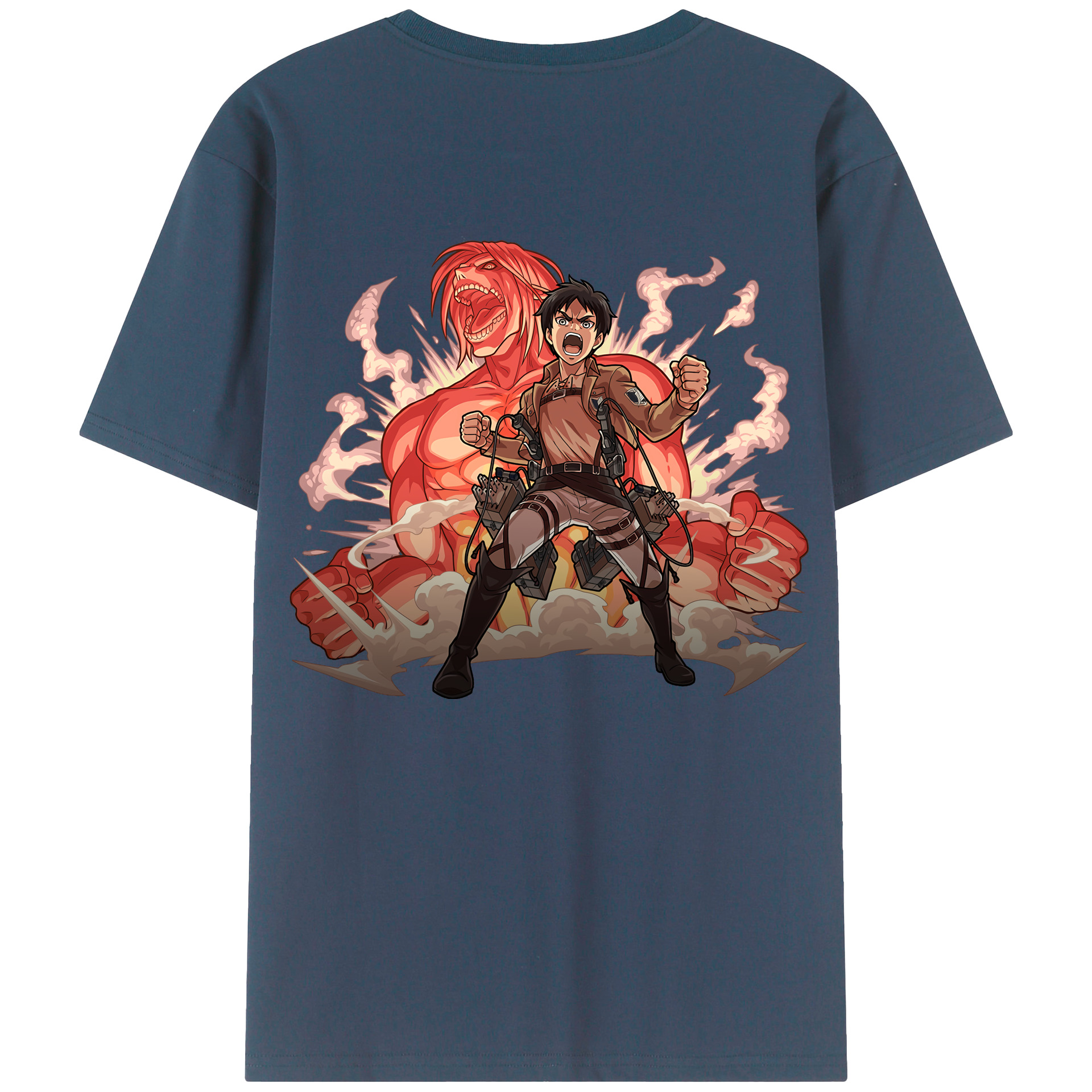 （画像用） 進撃の巨人 エレン･イェーガー Attack on Titan Eren Jäger 綿100％半袖Tシャツ（背面プリント）