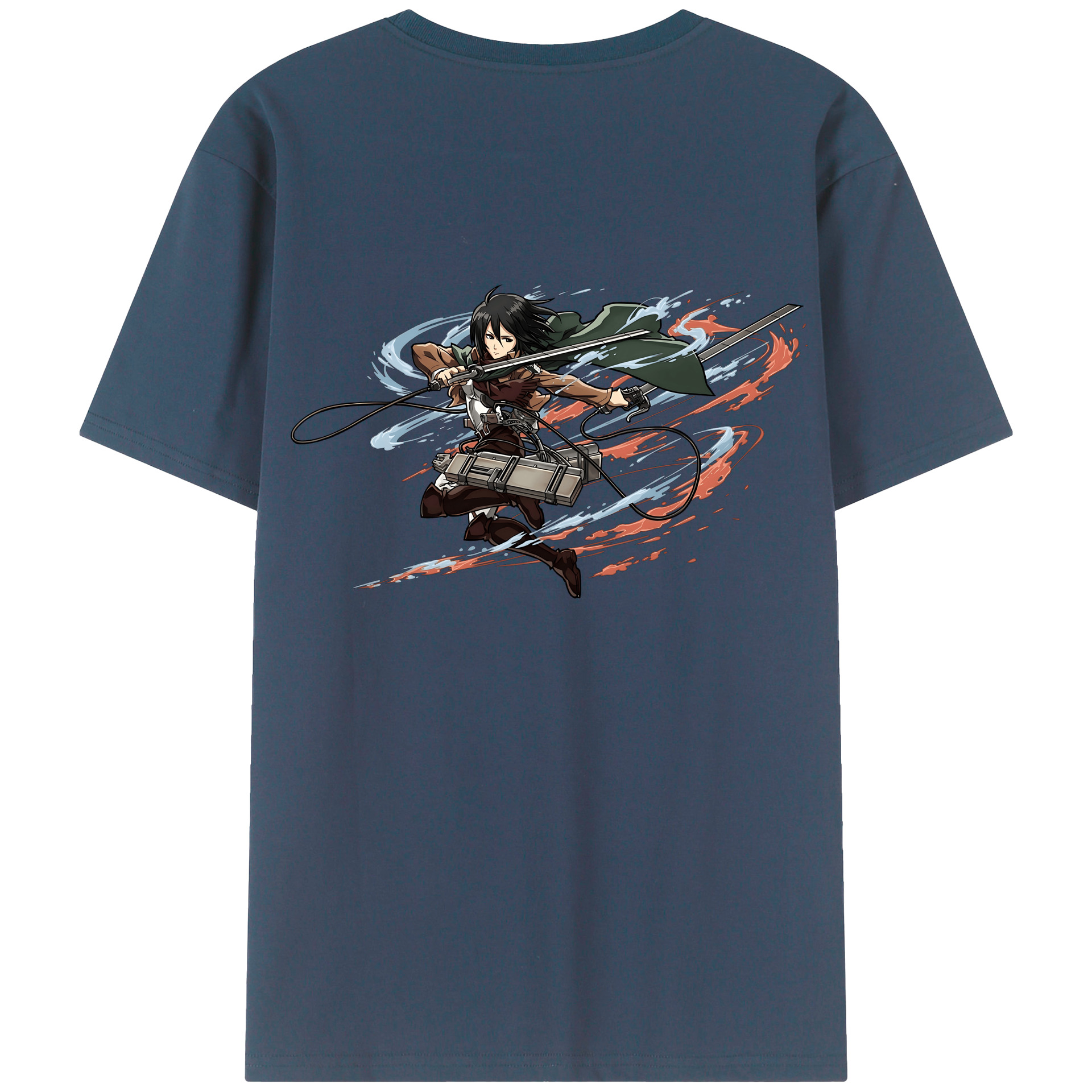 （画像用） 進撃の巨人 ミカサ·アッカーマン Attack on Titan Mikasa Ackerman 綿100％半袖Tシャツ（背面プリント）