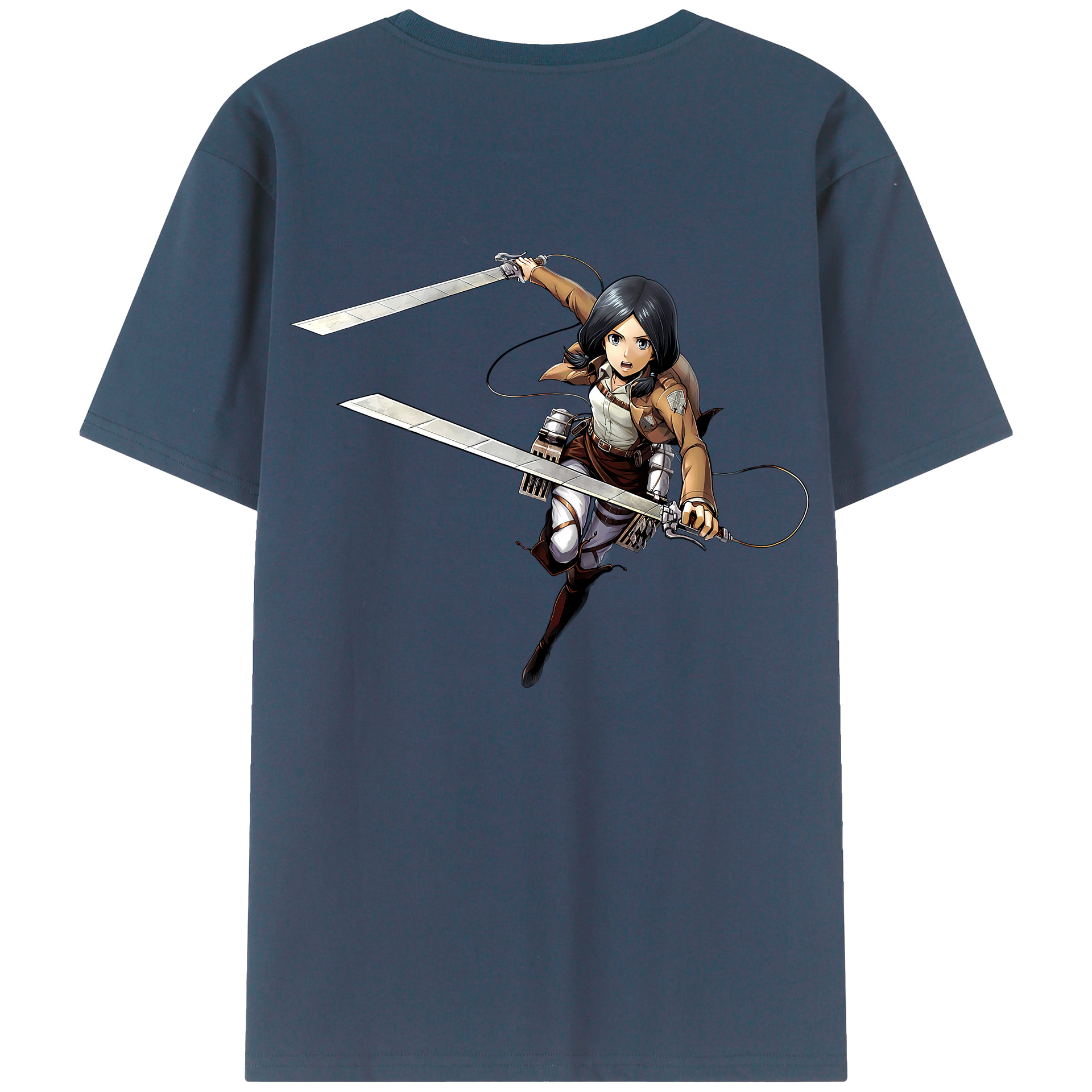 （画像用） 進撃の巨人 ミカサ·アッカーマン Attack on Titan Mikasa Ackerman 綿100％半袖Tシャツ（背面プリント）