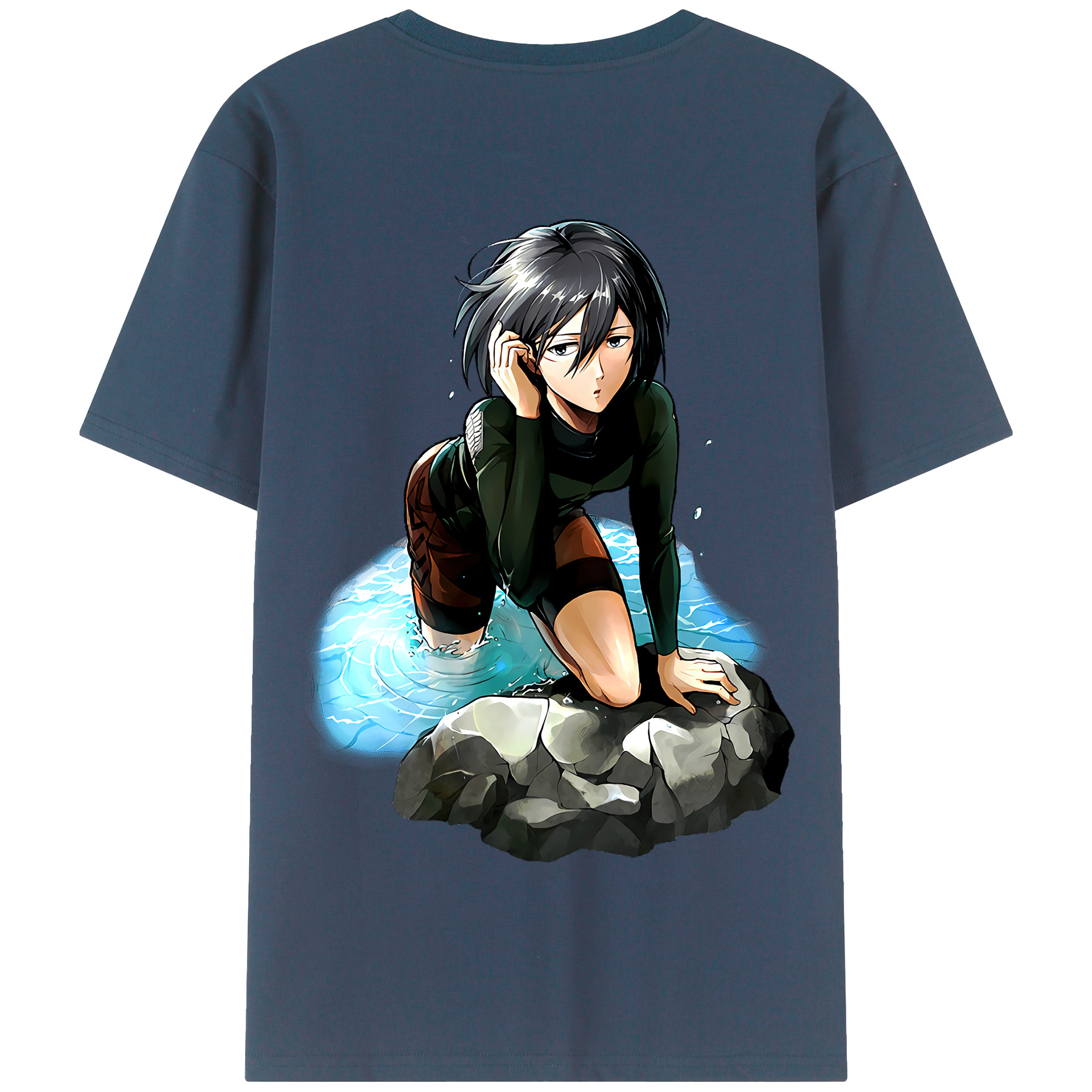（画像用） 進撃の巨人 ミカサ·アッカーマン Attack on Titan Mikasa Ackerman 綿100％半袖Tシャツ（背面プリント）