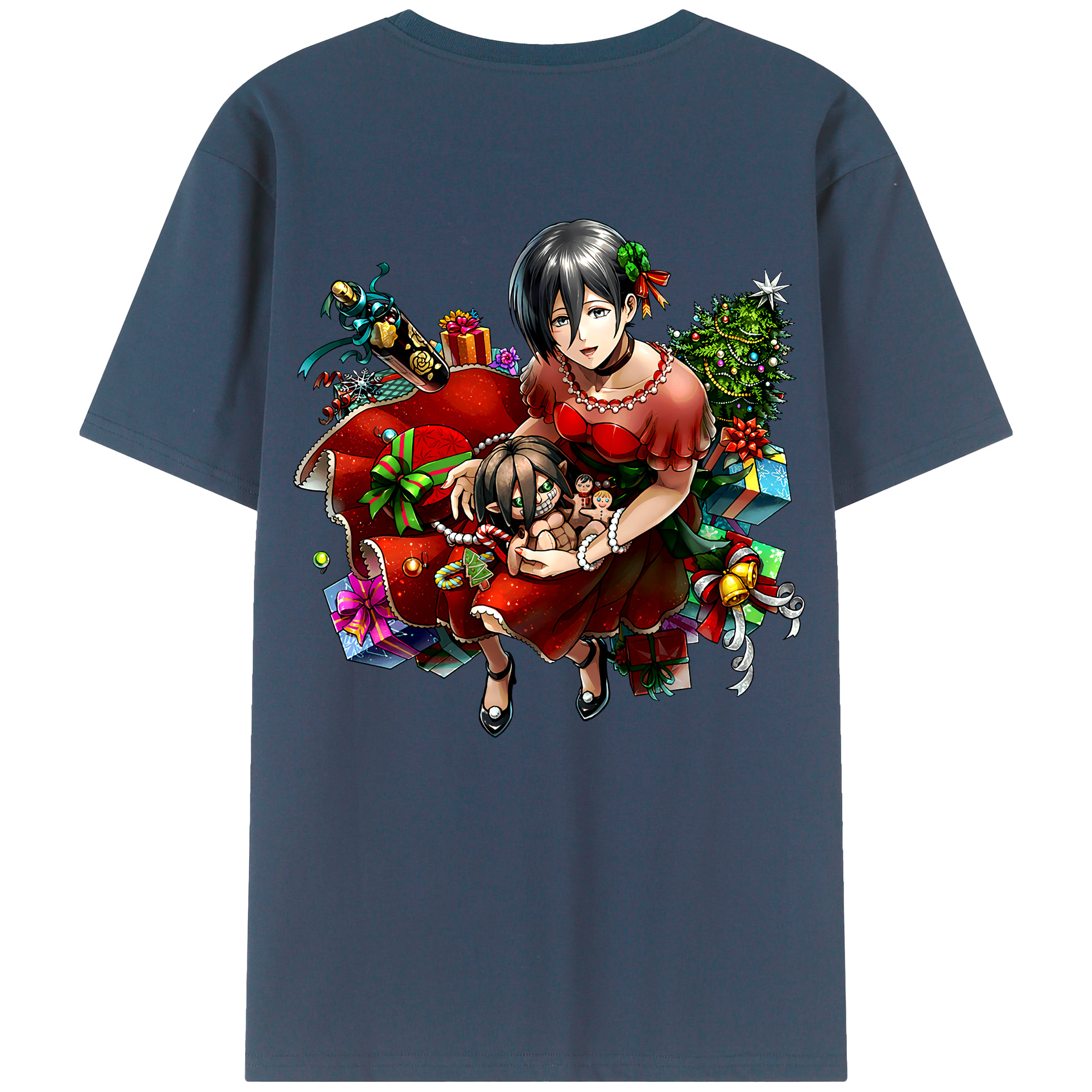 （画像用） 進撃の巨人 ミカサ·アッカーマン Attack on Titan Mikasa Ackerman 綿100％半袖Tシャツ（背面プリント）