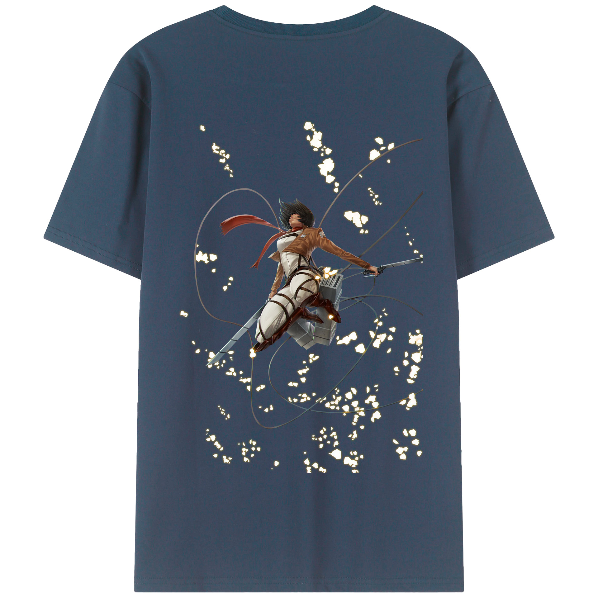 （画像用） 進撃の巨人 ミカサ·アッカーマン Attack on Titan Mikasa Ackerman 綿100％半袖Tシャツ（背面プリント）
