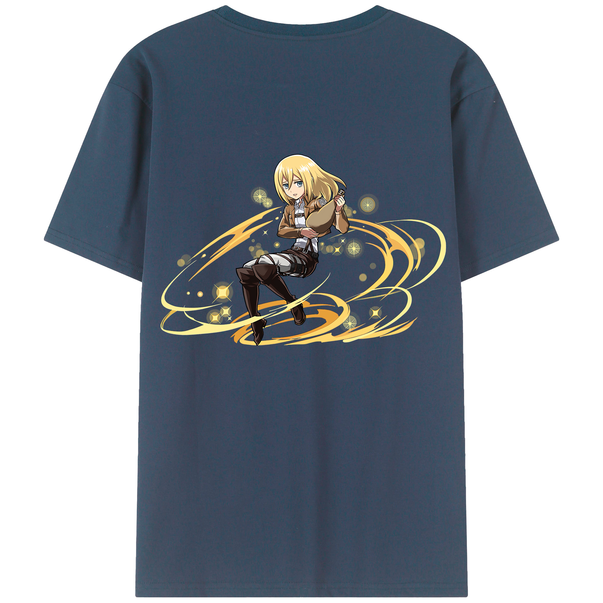 （画像用） 進撃の巨人 クリスタ·レンズ Attack on Titan Christa Lenz 綿100％半袖Tシャツ（背面プリント）