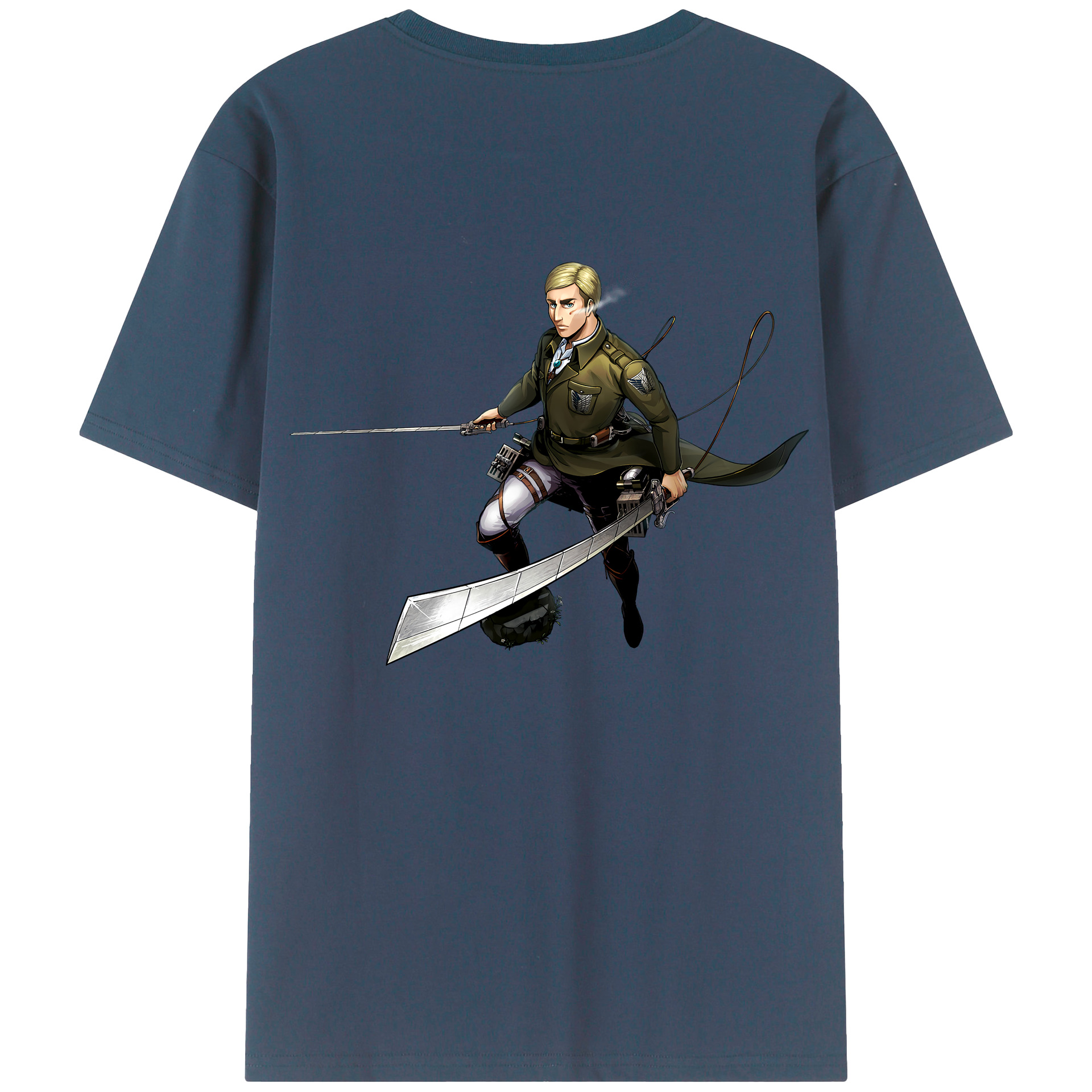 （画像用） 進撃の巨人 エルヴィン・スミス Attack on Titan Erwin Smith 綿100％半袖Tシャツ（背面プリント）