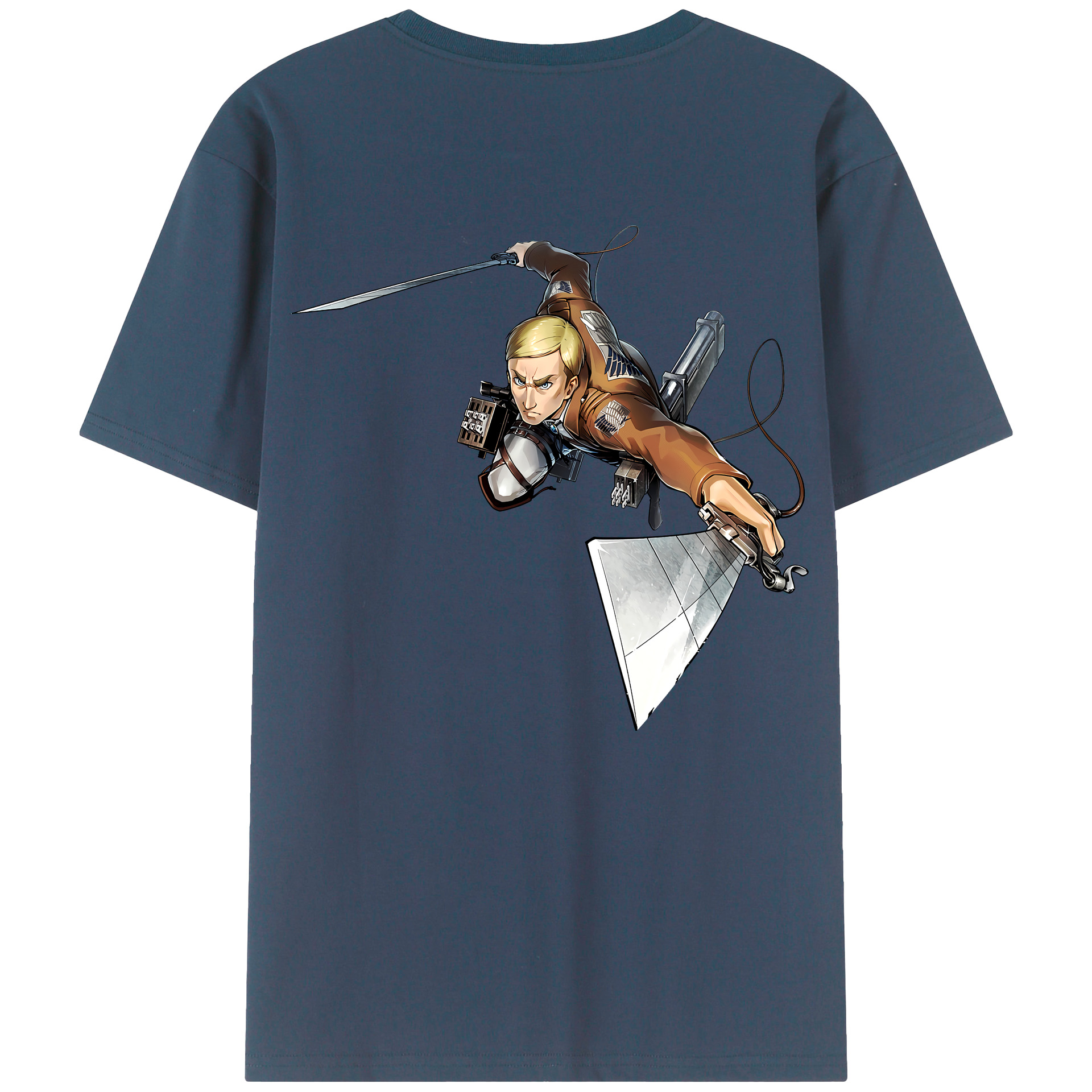（画像用） 進撃の巨人 エルヴィン・スミス Attack on Titan Erwin Smith 綿100％半袖Tシャツ（背面プリント）