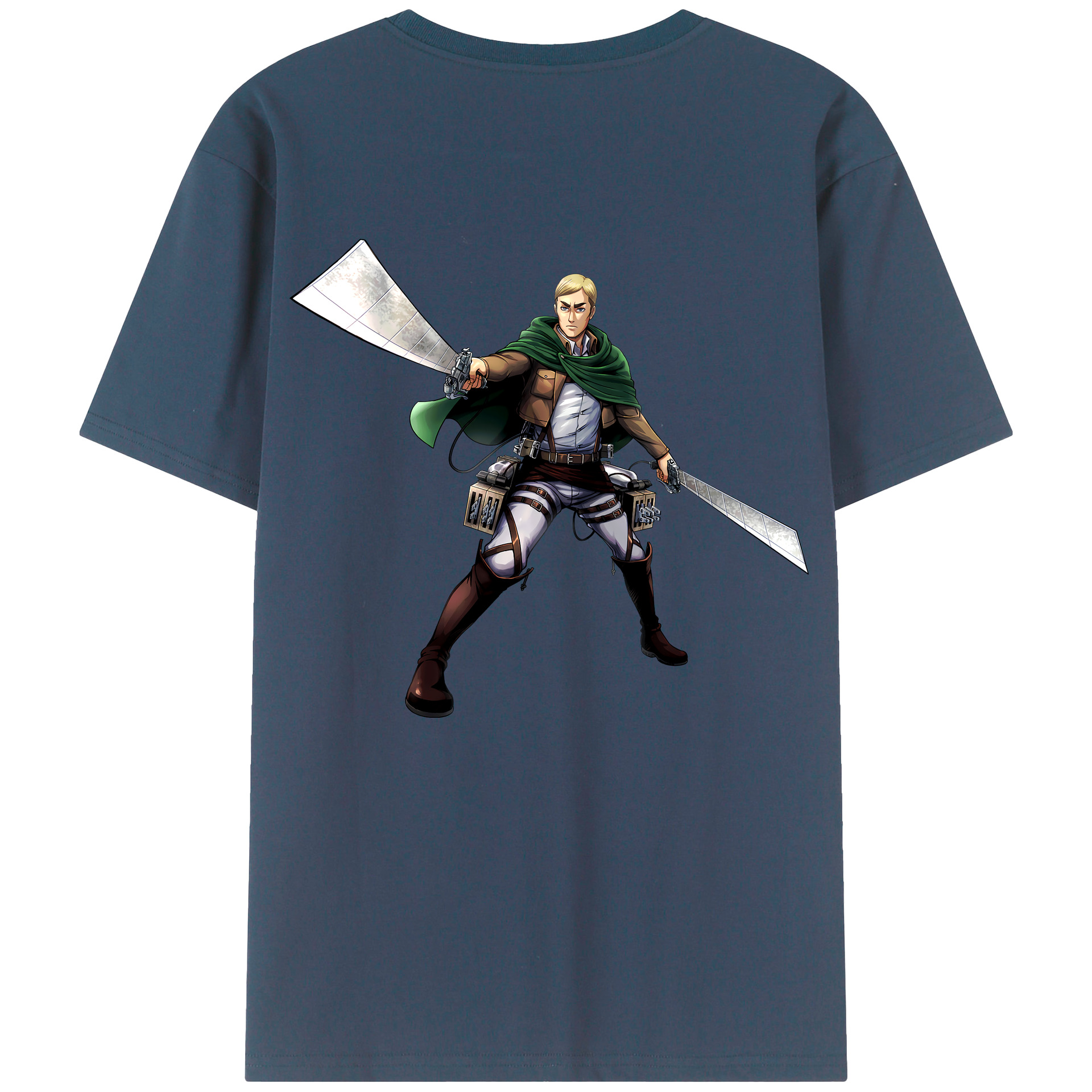 （画像用） 進撃の巨人 エルヴィン・スミス Attack on Titan Erwin Smith 綿100％半袖Tシャツ（背面プリント）