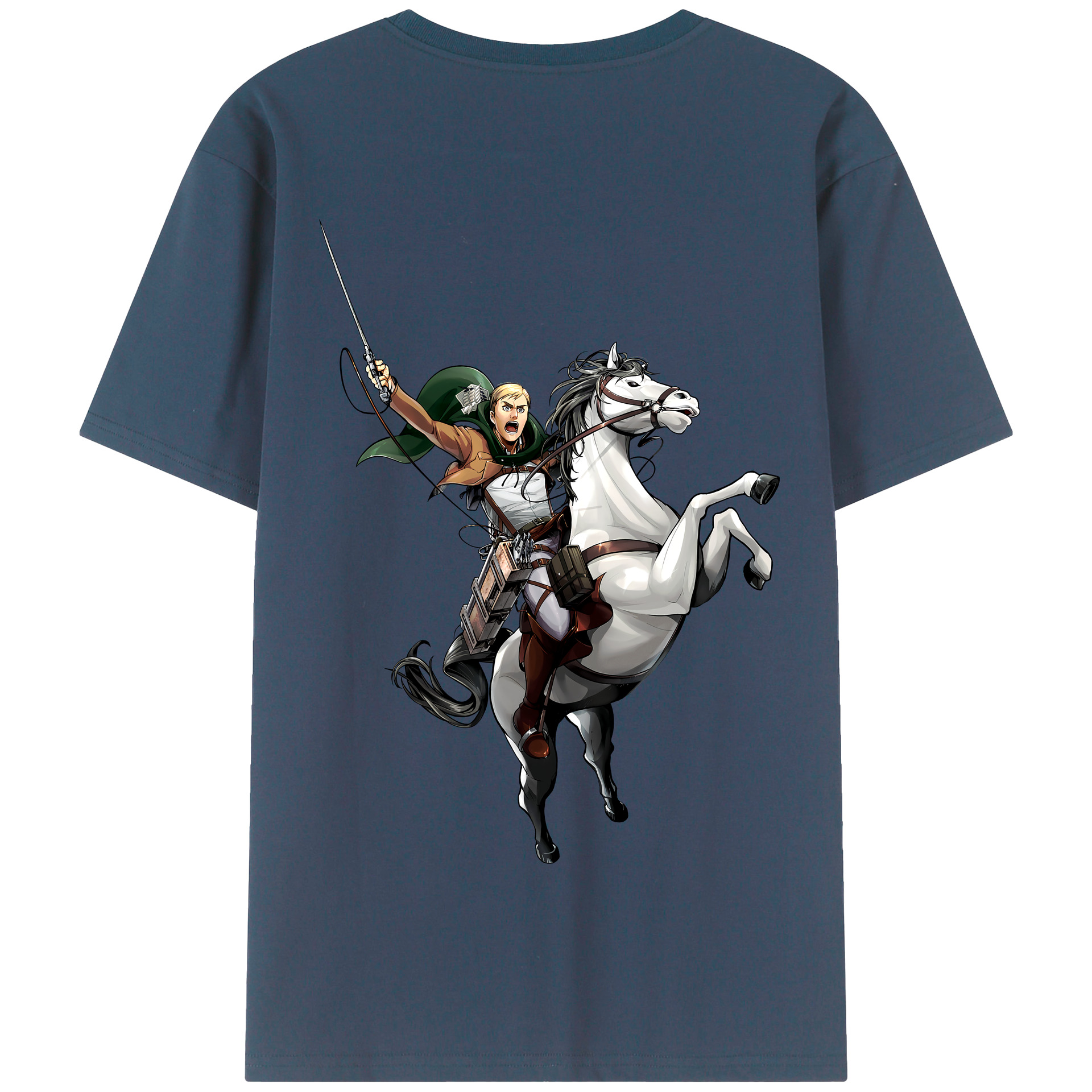 （画像用） 進撃の巨人 エルヴィン・スミス Attack on Titan Erwin Smith 綿100％半袖Tシャツ（背面プリント）