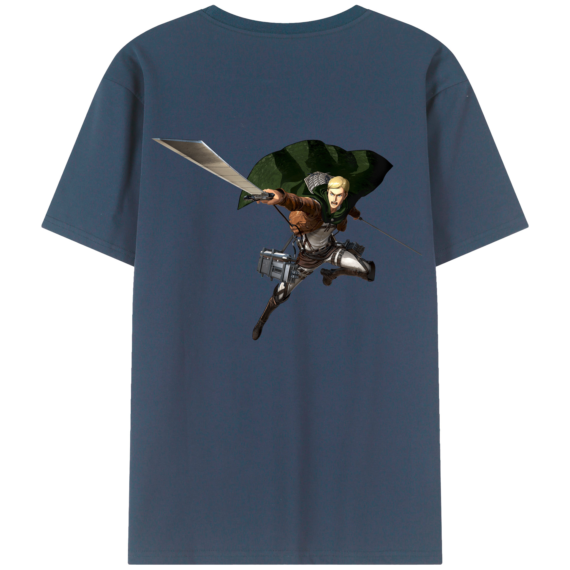 （画像用） 進撃の巨人 エルヴィン・スミス Attack on Titan Erwin Smith 綿100％半袖Tシャツ（背面プリント）