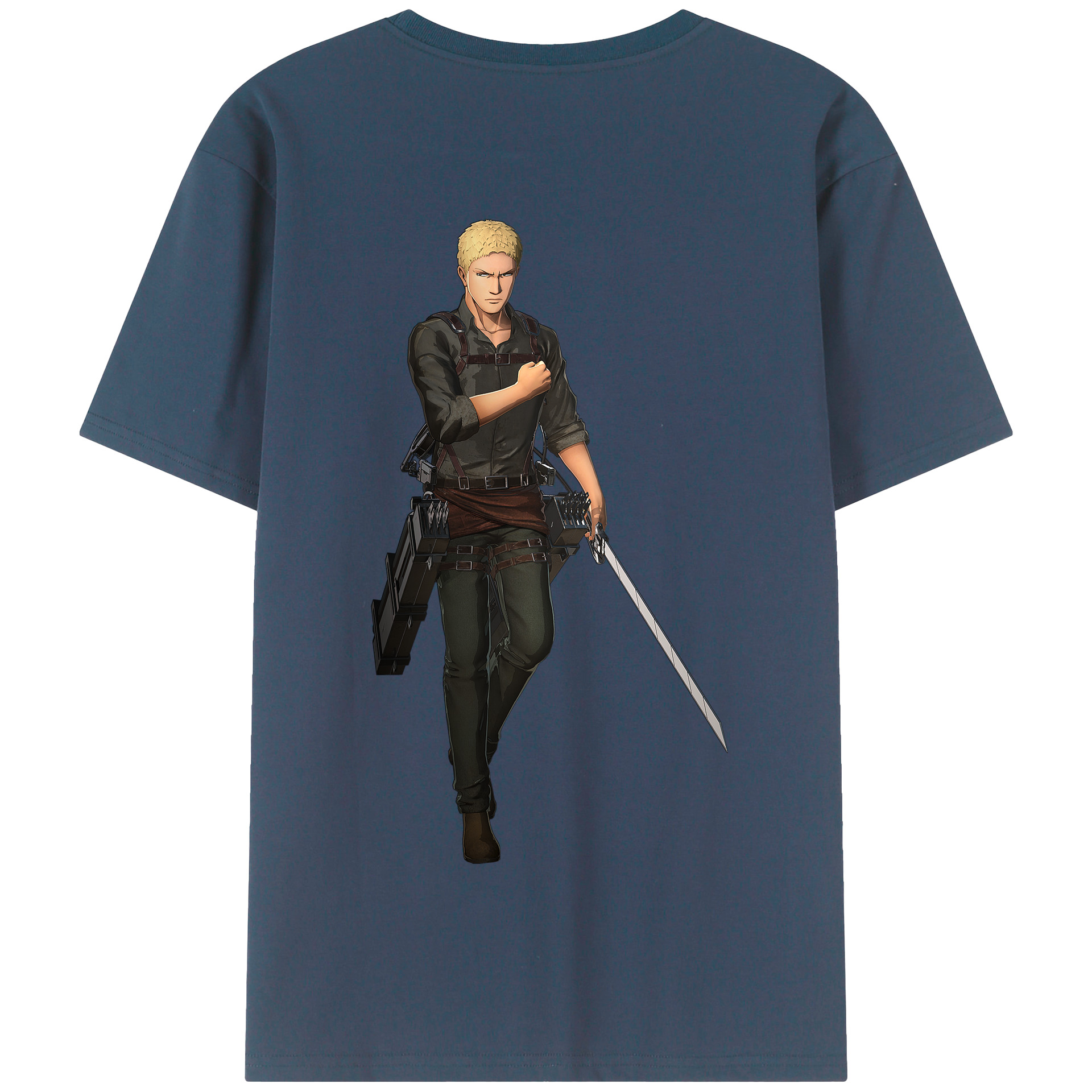 （画像用） 進撃の巨人 ライナー・ブラウン Attack on Titan Reiner Braun 綿100％半袖Tシャツ（背面プリント）