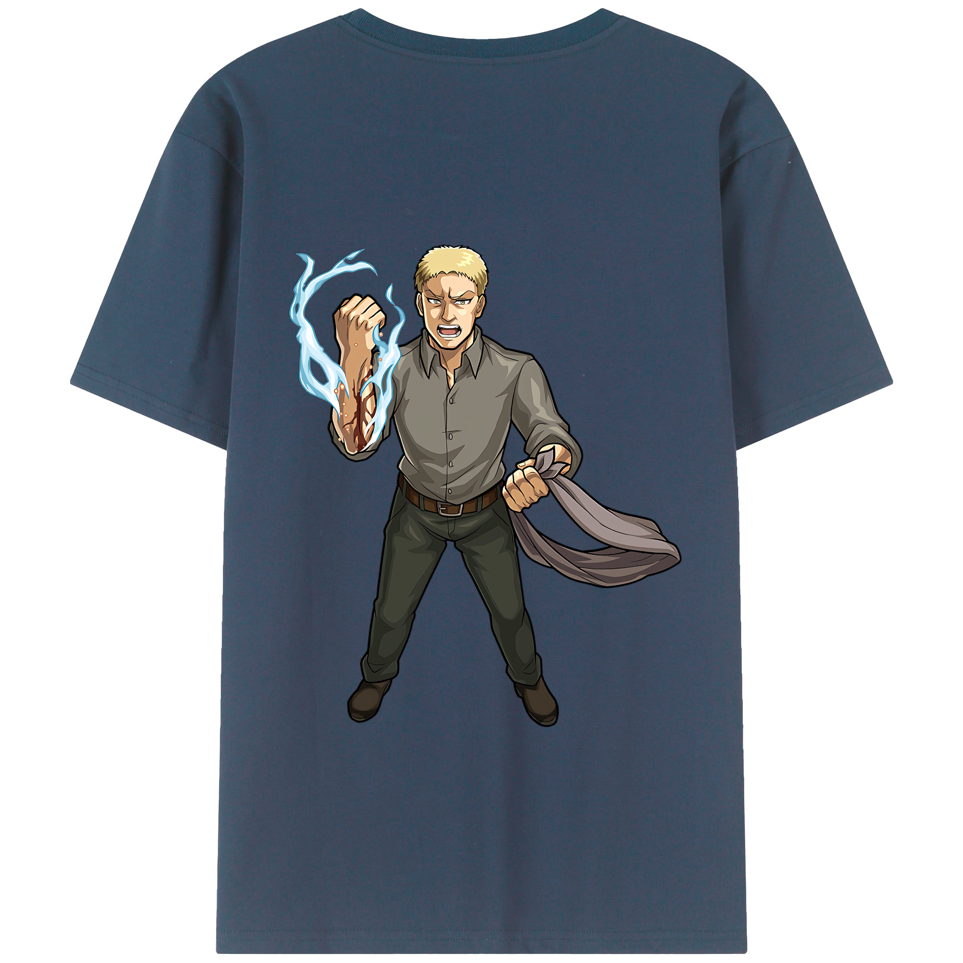 （画像用） 進撃の巨人 ライナー・ブラウン Attack on Titan Reiner Braun 綿100％半袖Tシャツ（背面プリント）