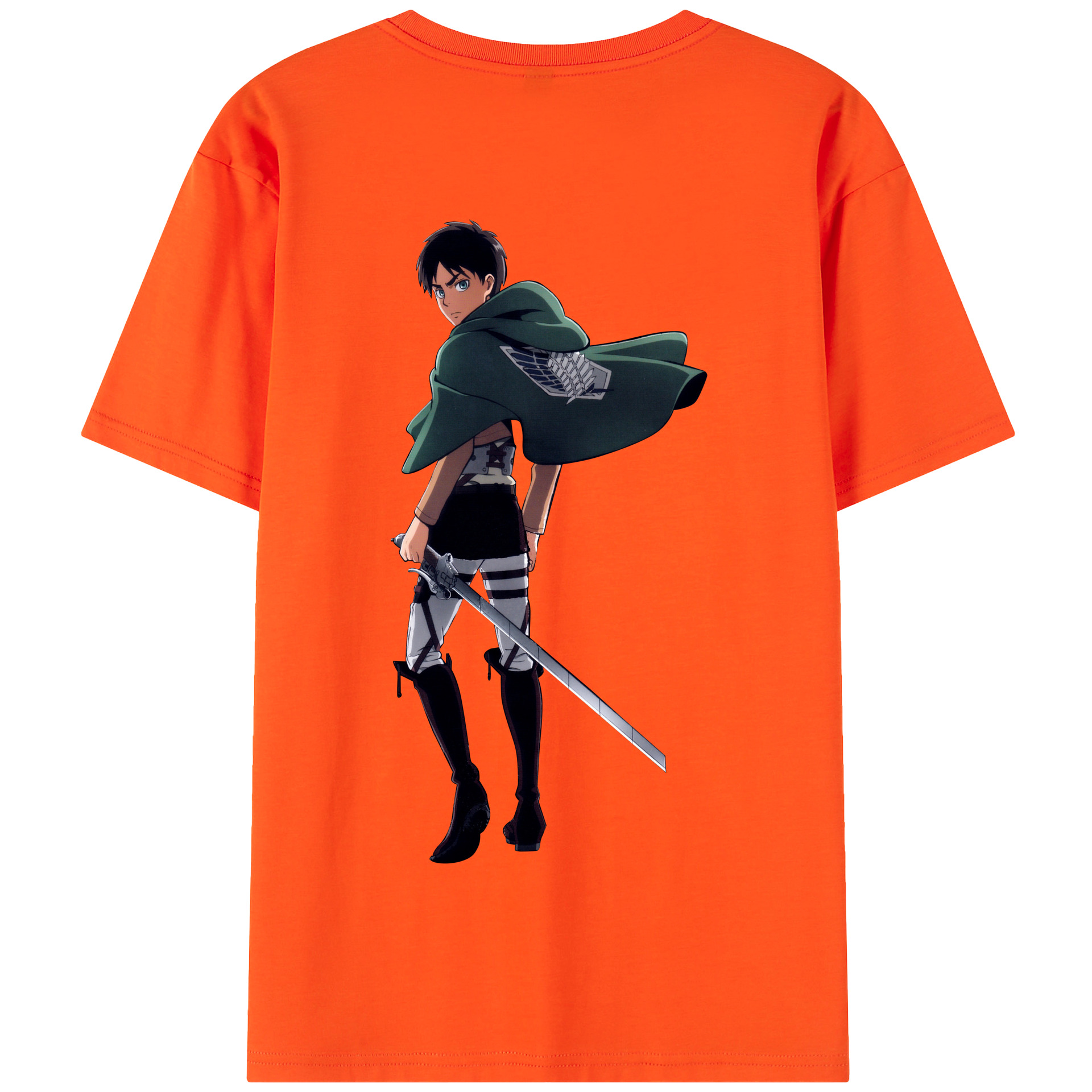 （画像用） 進撃の巨人 エレン･イェーガー Attack on Titan Eren Jäger 綿100％半袖Tシャツ（背面プリント）