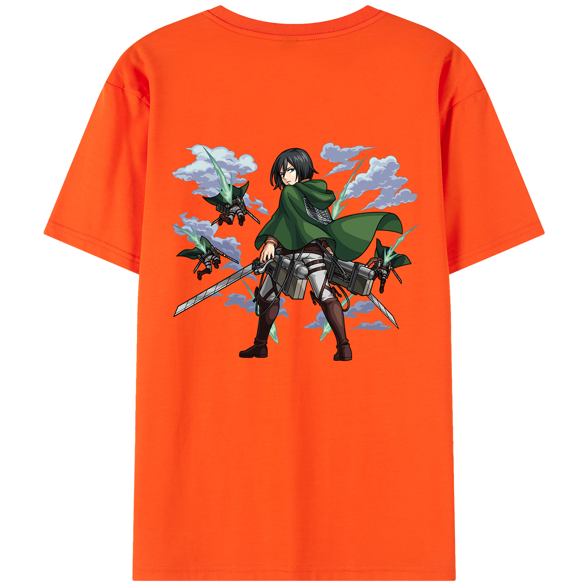 （画像用） 進撃の巨人 ミカサ·アッカーマン Attack on Titan Mikasa Ackerman 綿100％半袖Tシャツ（背面プリント）