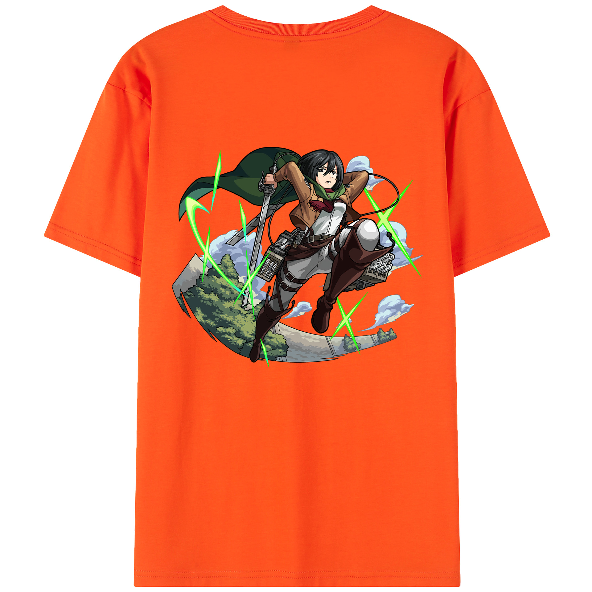 （画像用） 進撃の巨人 ミカサ·アッカーマン Attack on Titan Mikasa Ackerman 綿100％半袖Tシャツ（背面プリント）