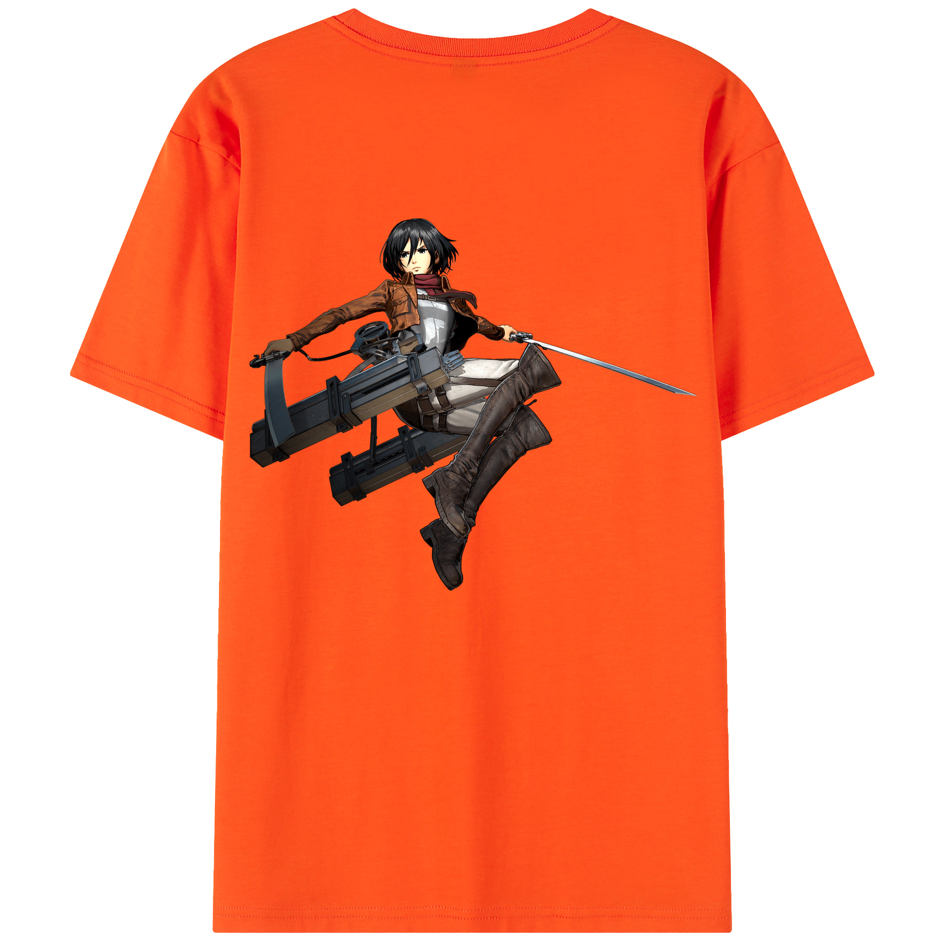 （画像用） 進撃の巨人 ミカサ·アッカーマン Attack on Titan Mikasa Ackerman 綿100％半袖Tシャツ（背面プリント）