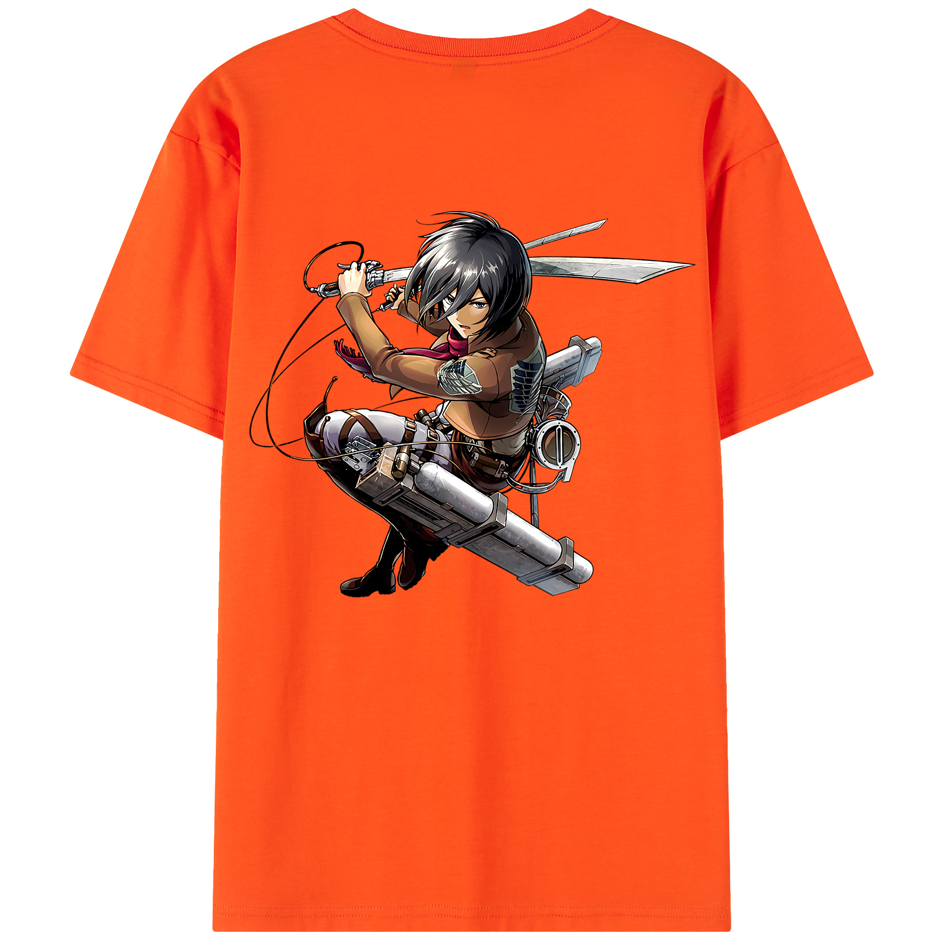 （画像用） 進撃の巨人 ミカサ·アッカーマン Attack on Titan Mikasa Ackerman 綿100％半袖Tシャツ（背面プリント）