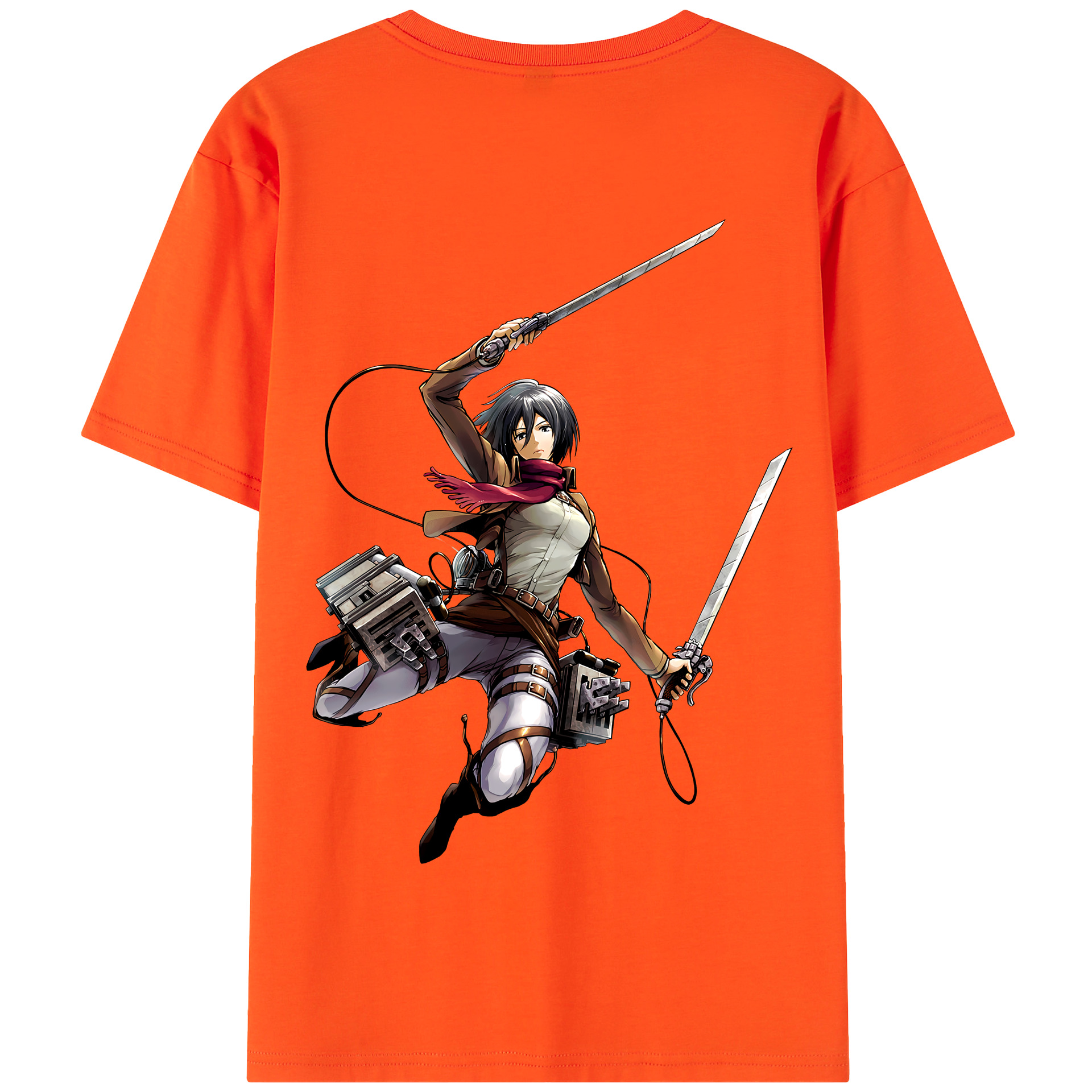 （画像用） 進撃の巨人 ミカサ·アッカーマン Attack on Titan Mikasa Ackerman 綿100％半袖Tシャツ（背面プリント）