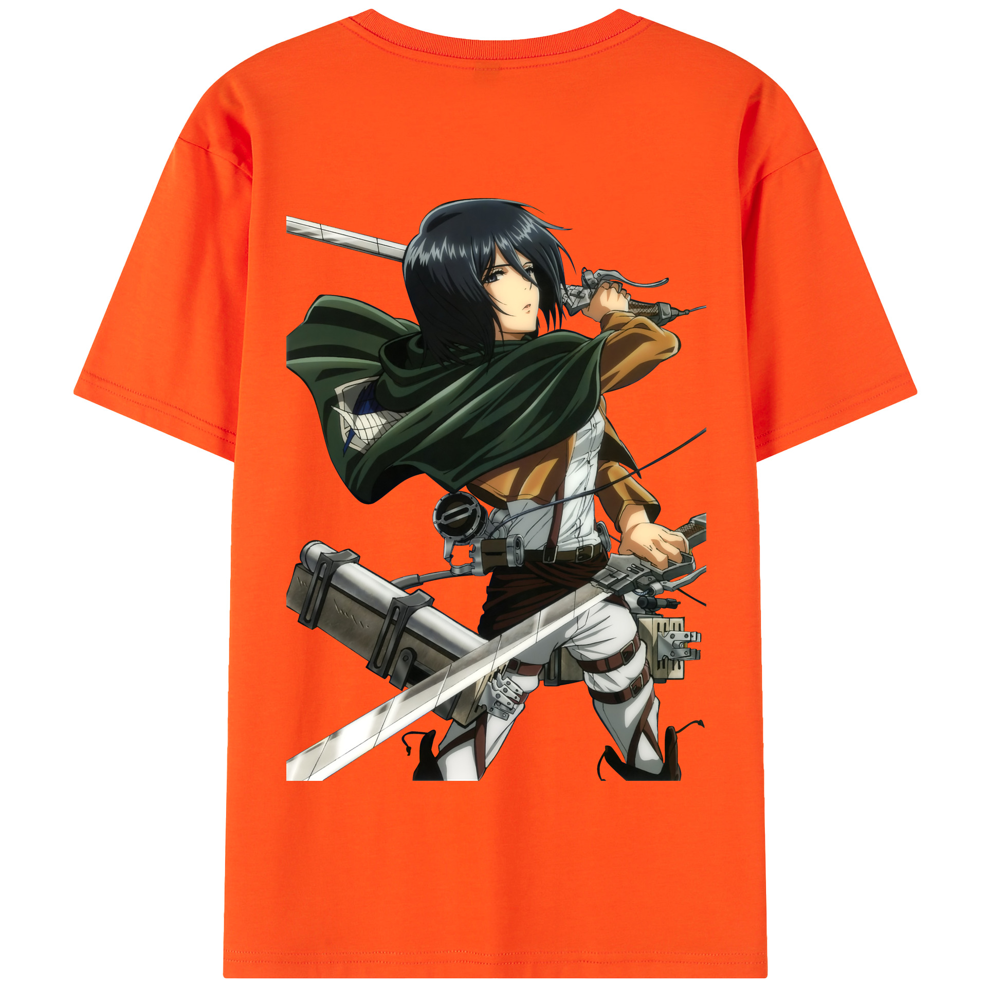 （画像用） 進撃の巨人 ミカサ·アッカーマン Attack on Titan Mikasa Ackerman 綿100％半袖Tシャツ（背面プリント）
