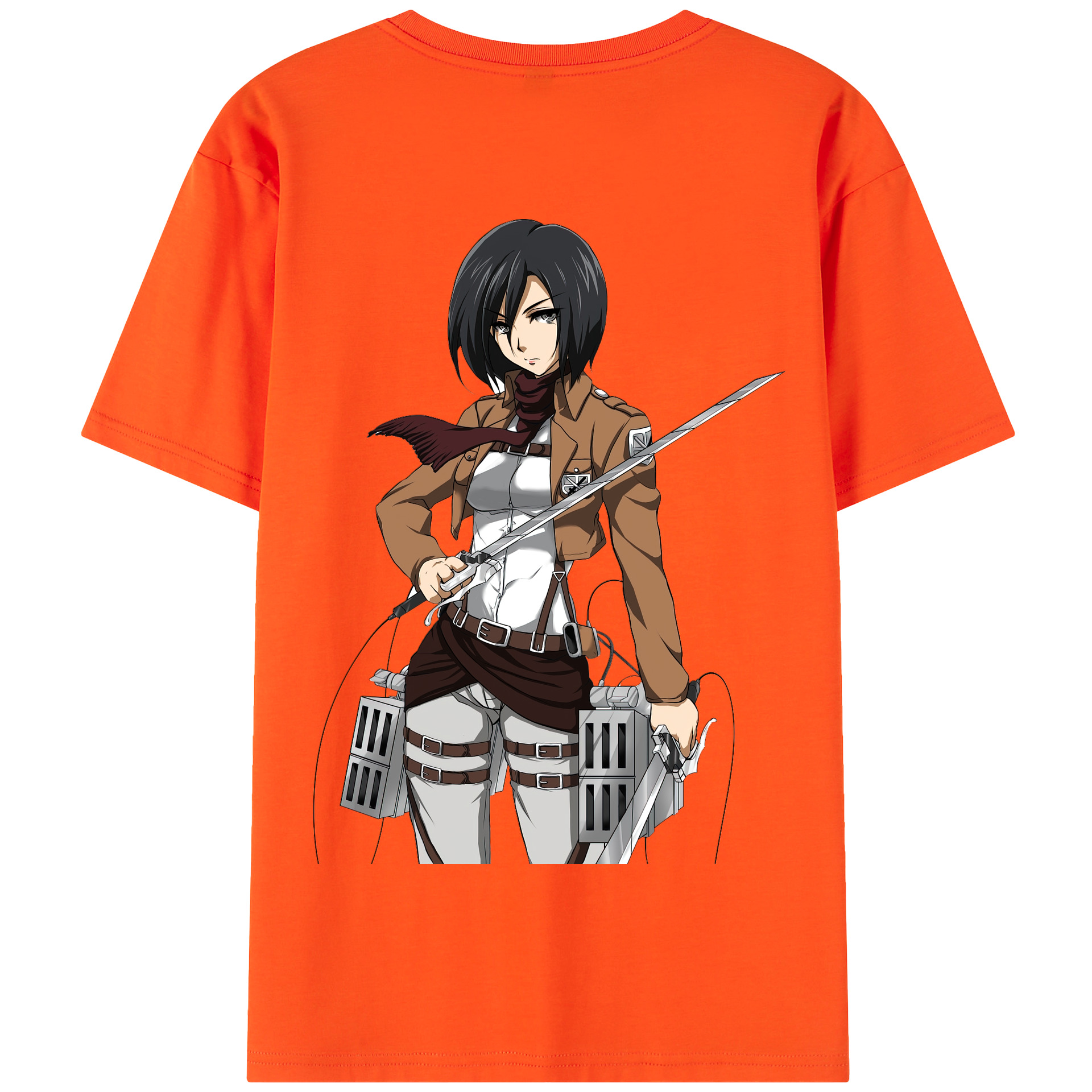 （画像用） 進撃の巨人 ミカサ·アッカーマン Attack on Titan Mikasa Ackerman 綿100％半袖Tシャツ（背面プリント）