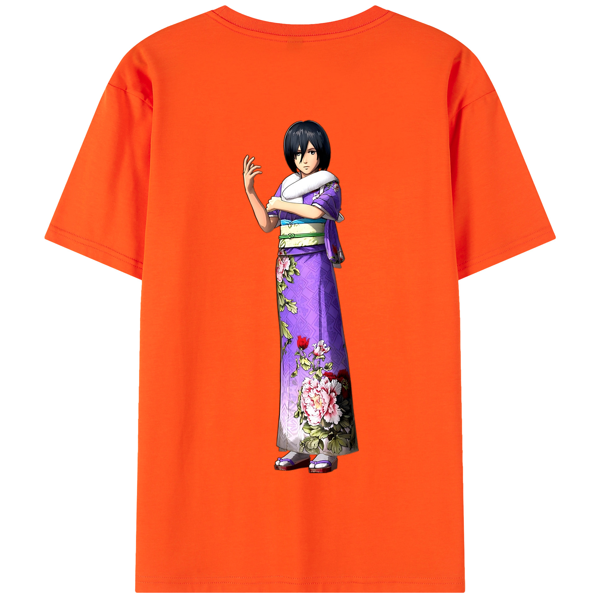 （画像用） 進撃の巨人 ミカサ·アッカーマン Attack on Titan Mikasa Ackerman 綿100％半袖Tシャツ（背面プリント）