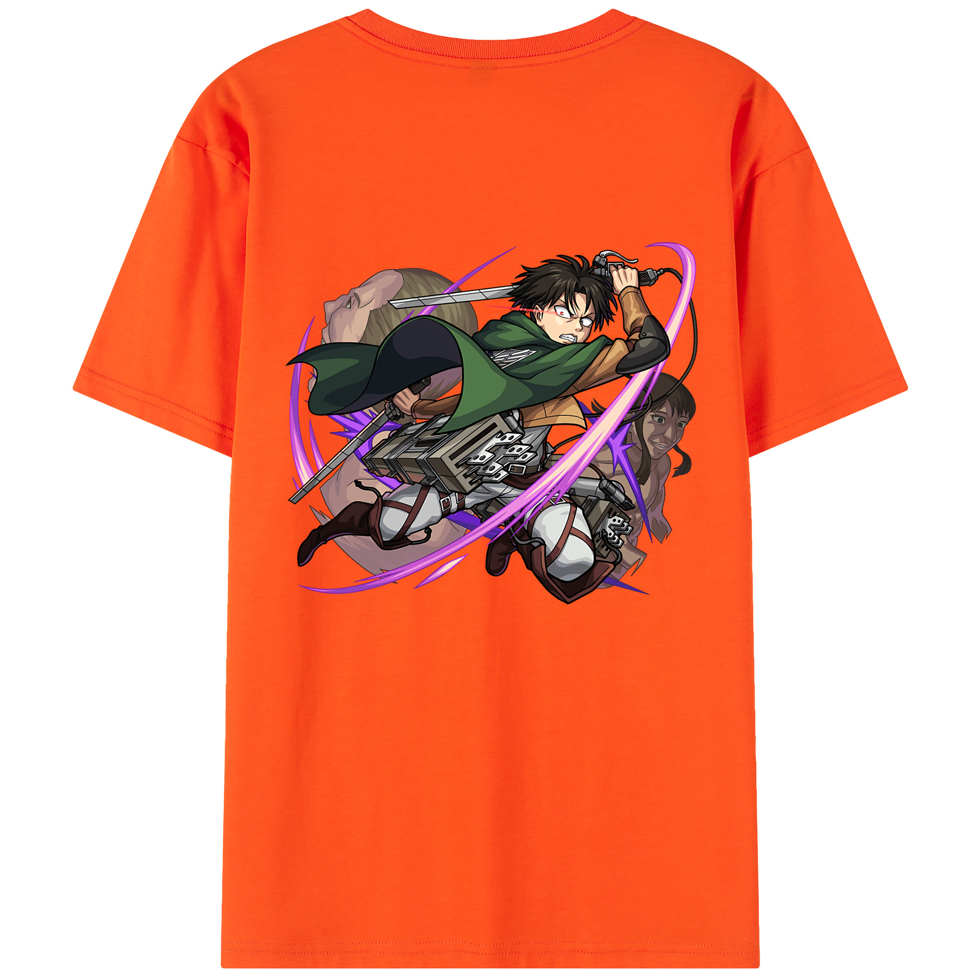 （画像用） 進撃の巨人 リヴァイ·アッカーマン Attack on Titan Levi Ackerman 綿100％半袖Tシャツ（背面プリント）