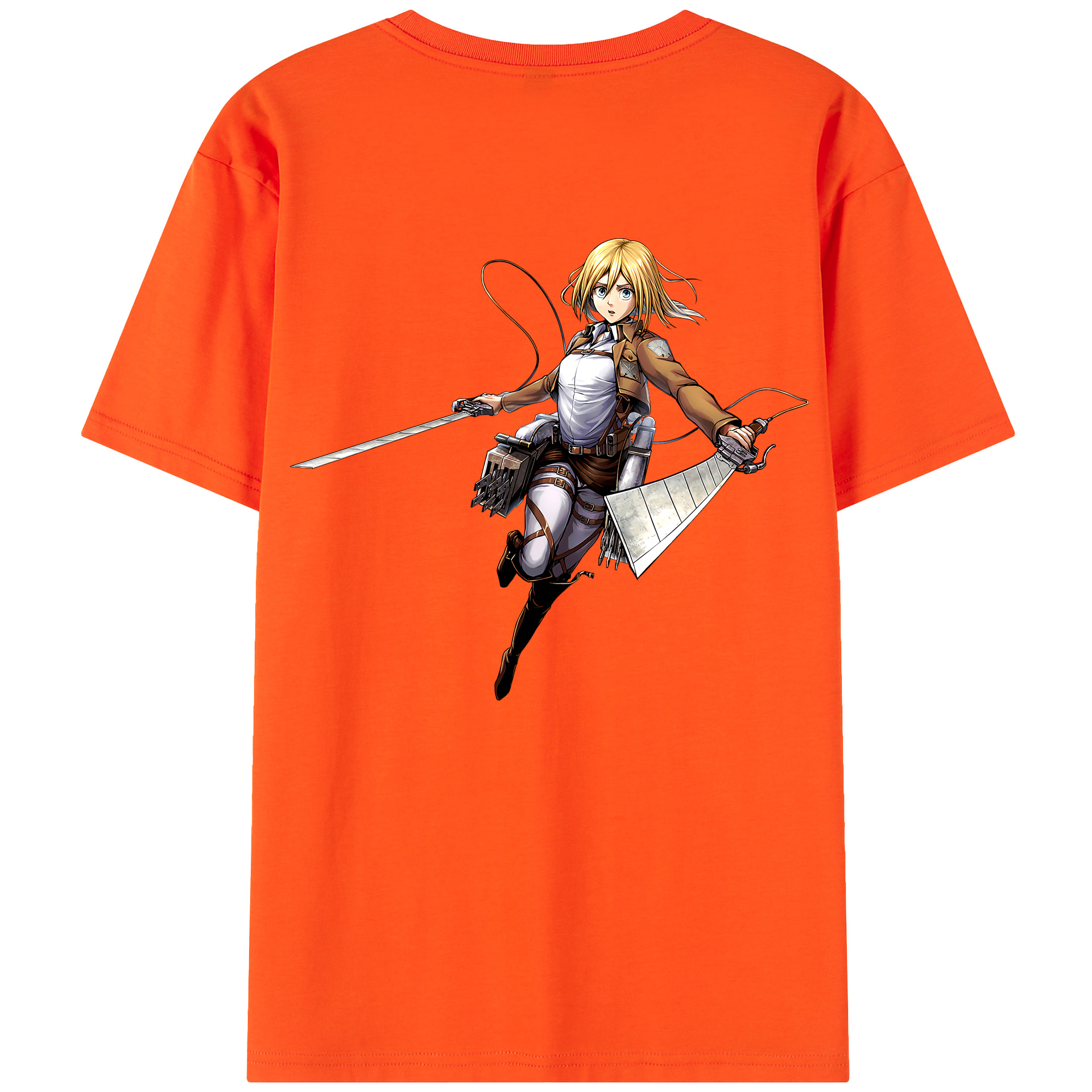 （画像用） 進撃の巨人 クリスタ·レンズ Attack on Titan Christa Lenz 綿100％半袖Tシャツ（背面プリント）