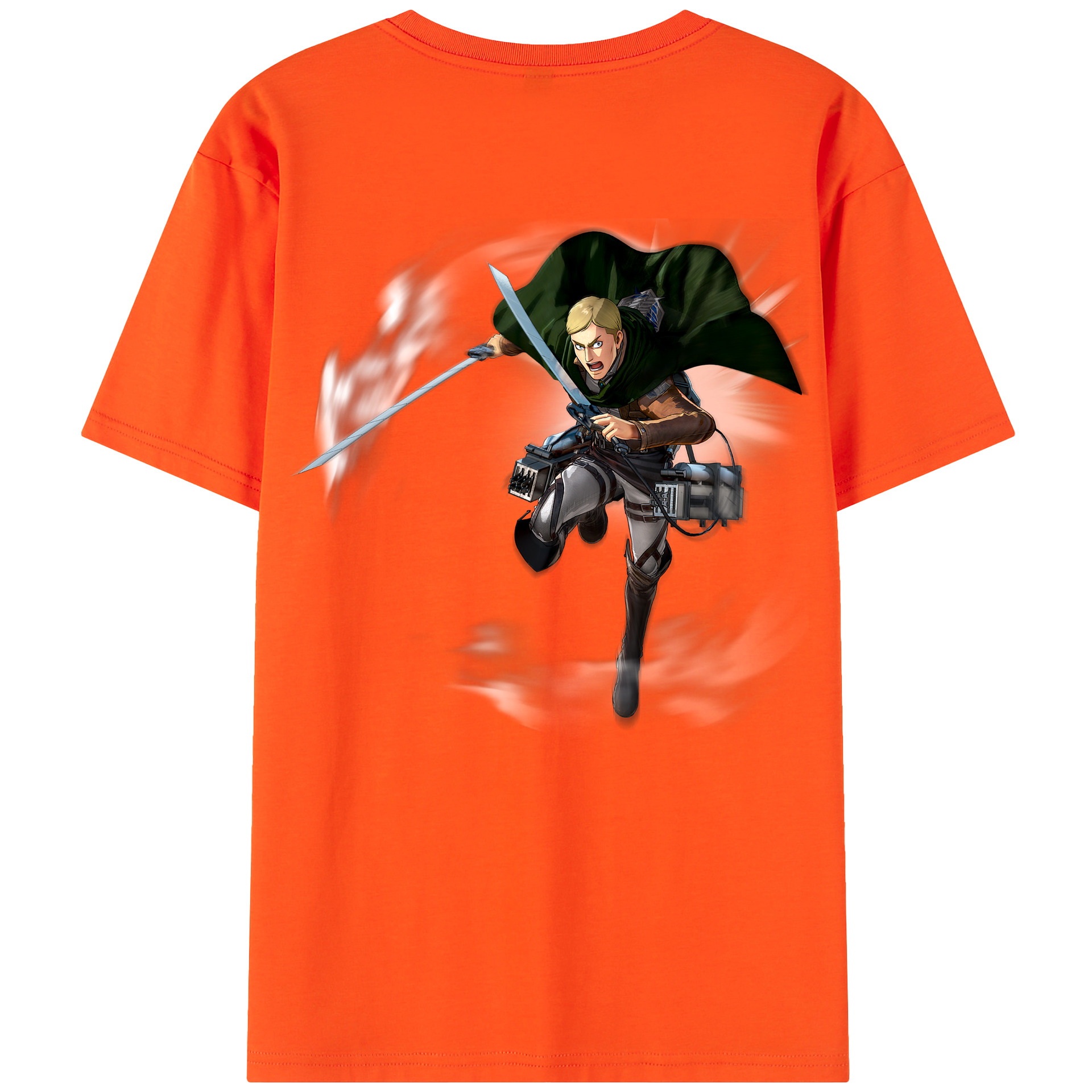 （画像用） 進撃の巨人 エルヴィン・スミス Attack on Titan Erwin Smith 綿100％半袖Tシャツ（背面プリント）