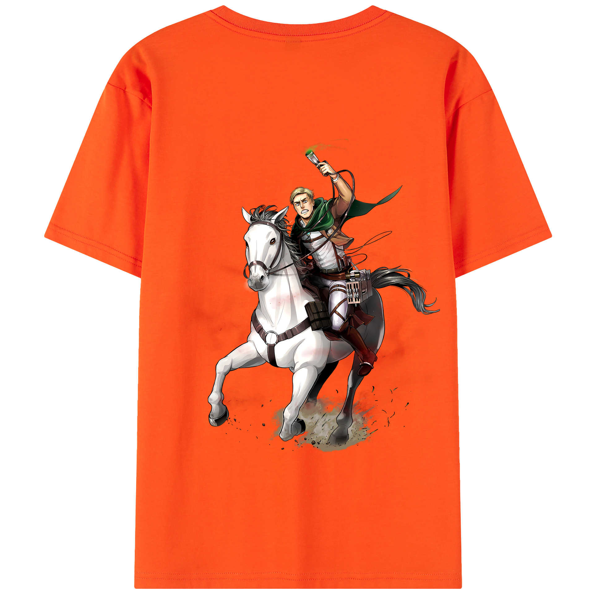 （画像用） 進撃の巨人 エルヴィン・スミス Attack on Titan Erwin Smith 綿100％半袖Tシャツ（背面プリント）