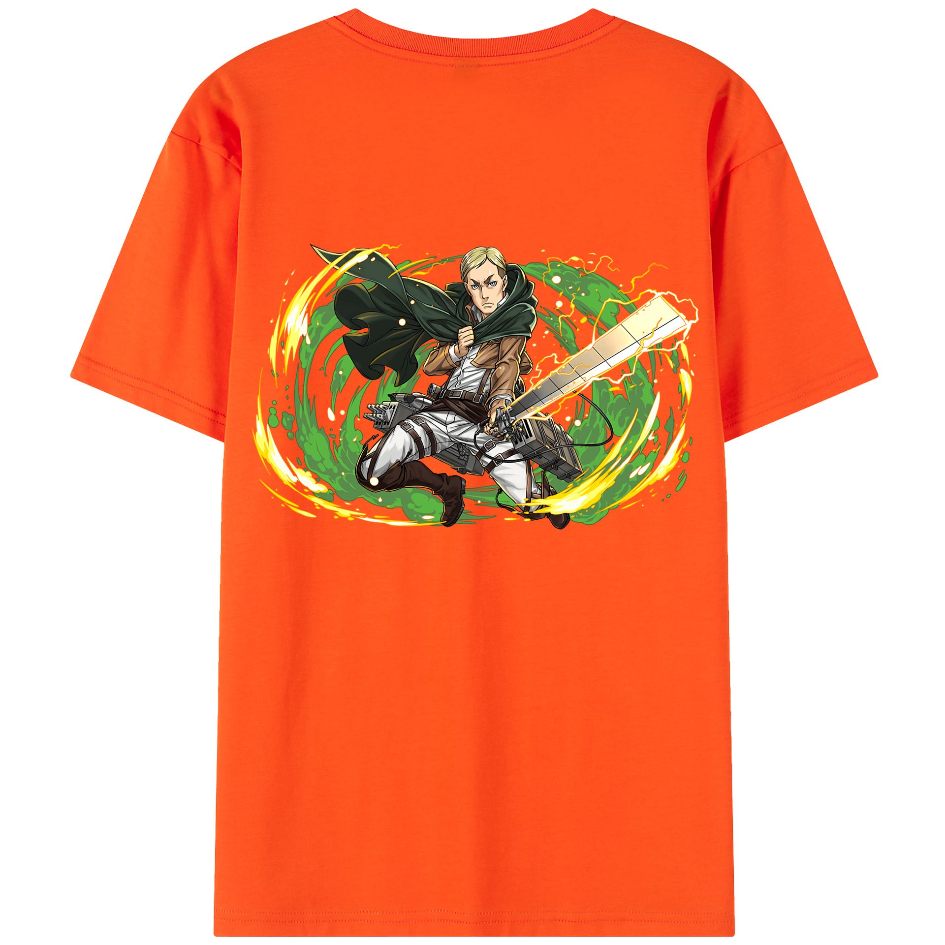 （画像用） 進撃の巨人 エルヴィン・スミス Attack on Titan Erwin Smith 綿100％半袖Tシャツ（背面プリント）