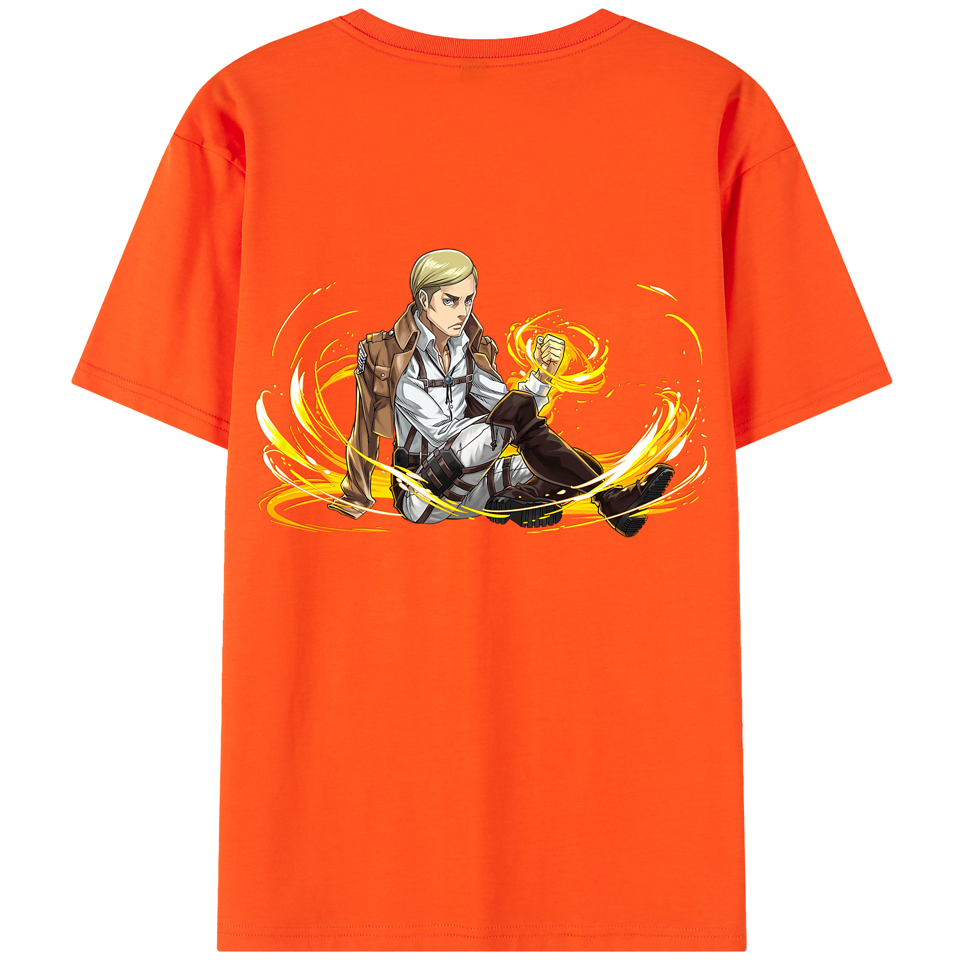 （画像用） 進撃の巨人 エルヴィン・スミス Attack on Titan Erwin Smith 綿100％半袖Tシャツ（背面プリント）