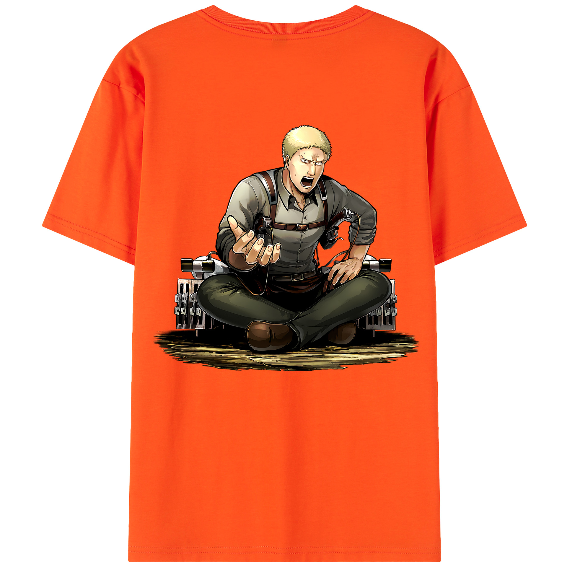 （画像用） 進撃の巨人 ライナー・ブラウン Attack on Titan Reiner Braun 綿100％半袖Tシャツ（背面プリント）
