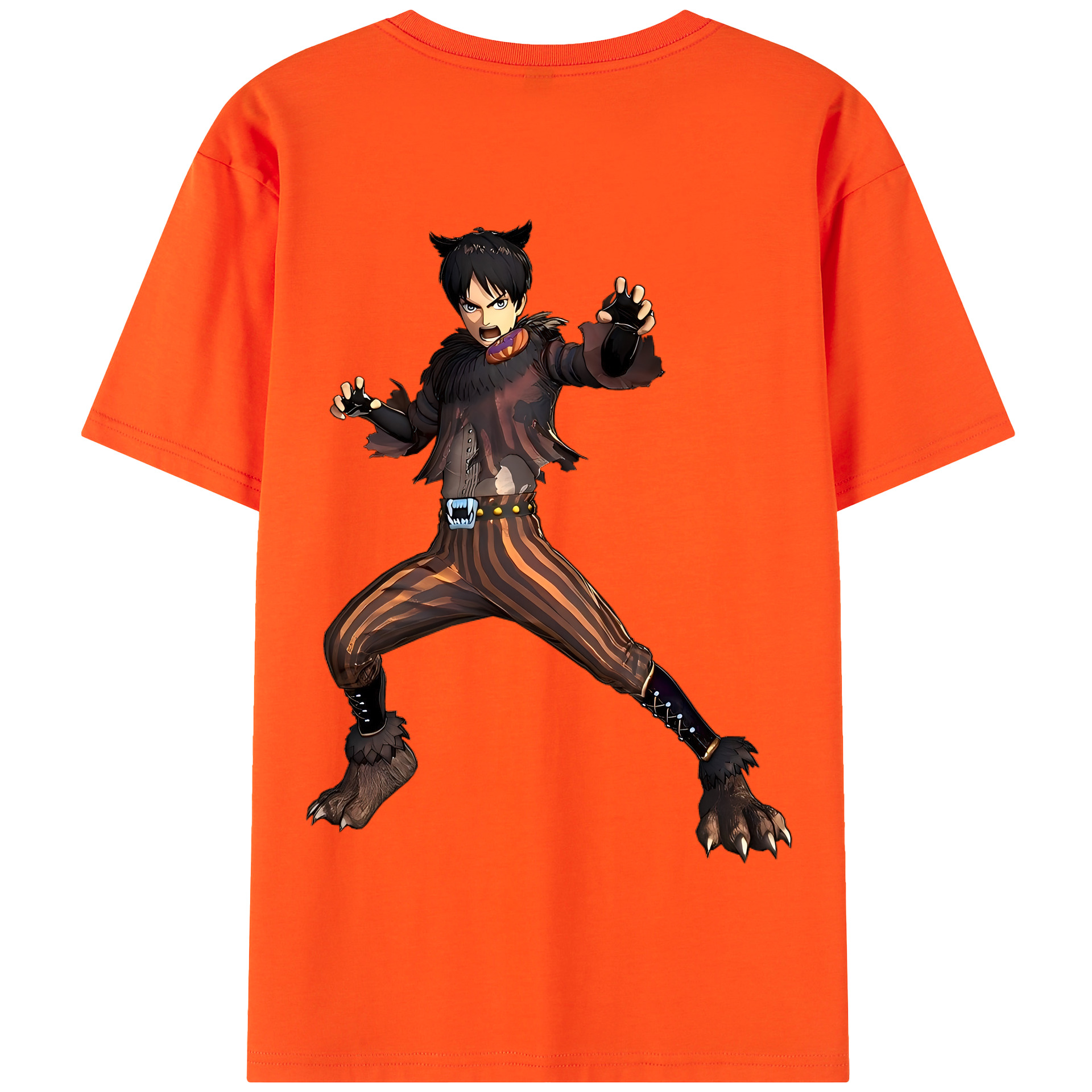 （画像用） 進撃の巨人 エレン･イェーガー Attack on Titan Eren Jäger 綿100％半袖Tシャツ（背面プリント）