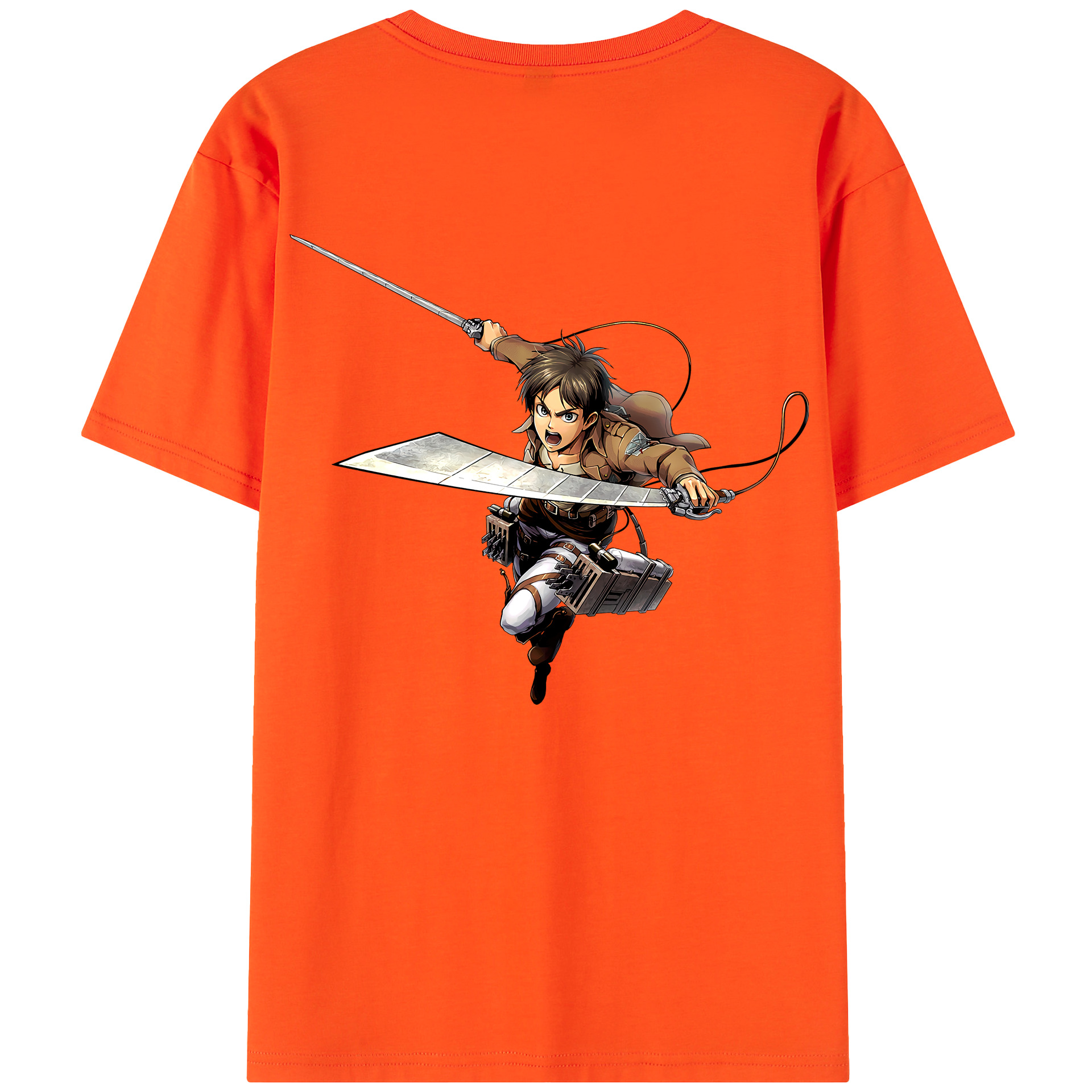 （画像用） 進撃の巨人 エレン･イェーガー Attack on Titan Eren Jäger 綿100％半袖Tシャツ（背面プリント）