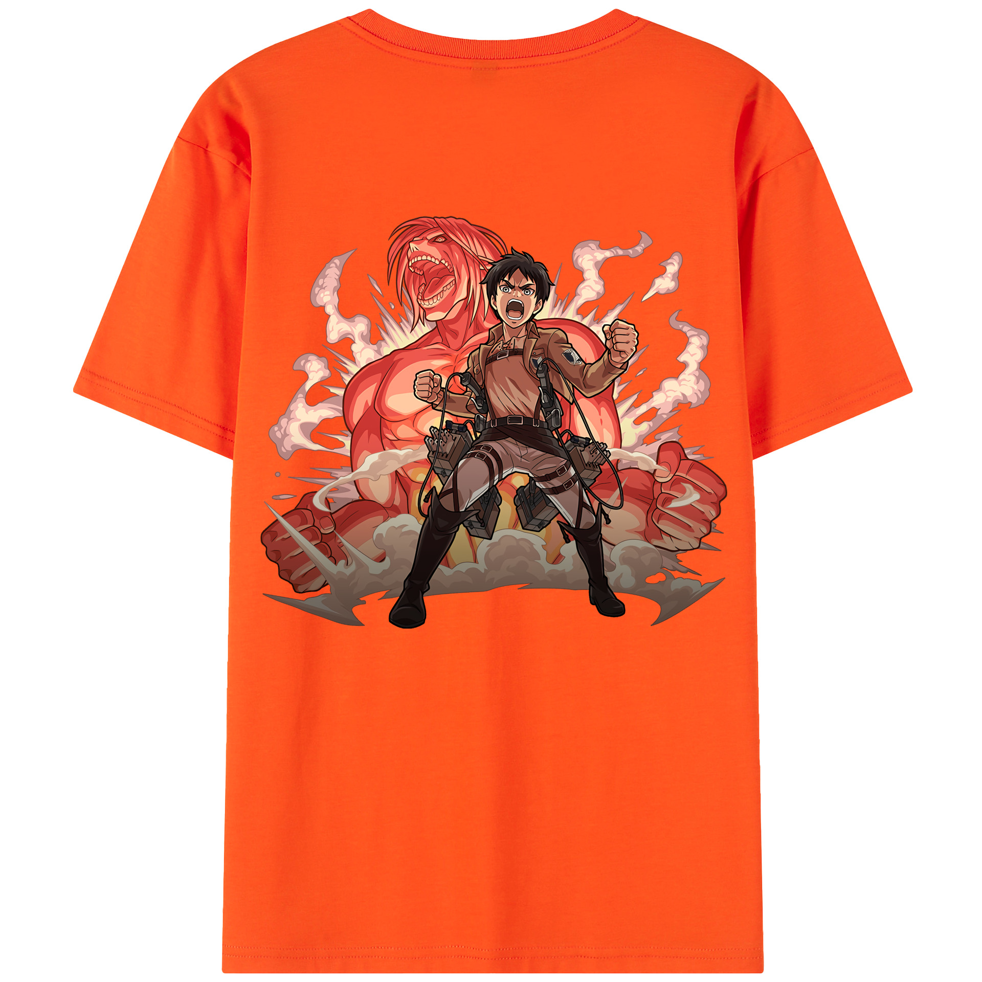 （画像用） 進撃の巨人 エレン･イェーガー Attack on Titan Eren Jäger 綿100％半袖Tシャツ（背面プリント）