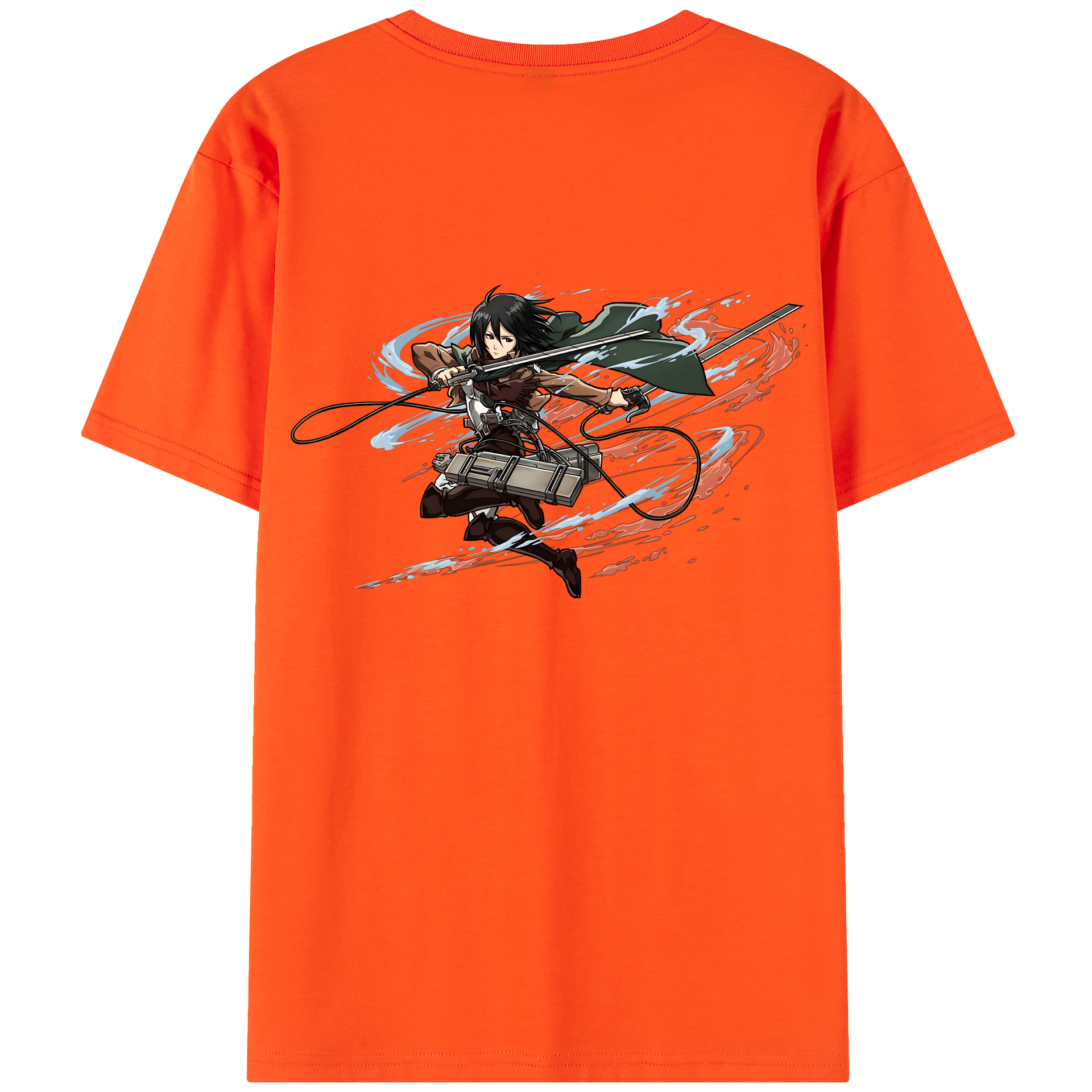 （画像用） 進撃の巨人 ミカサ·アッカーマン Attack on Titan Mikasa Ackerman 綿100％半袖Tシャツ（背面プリント）
