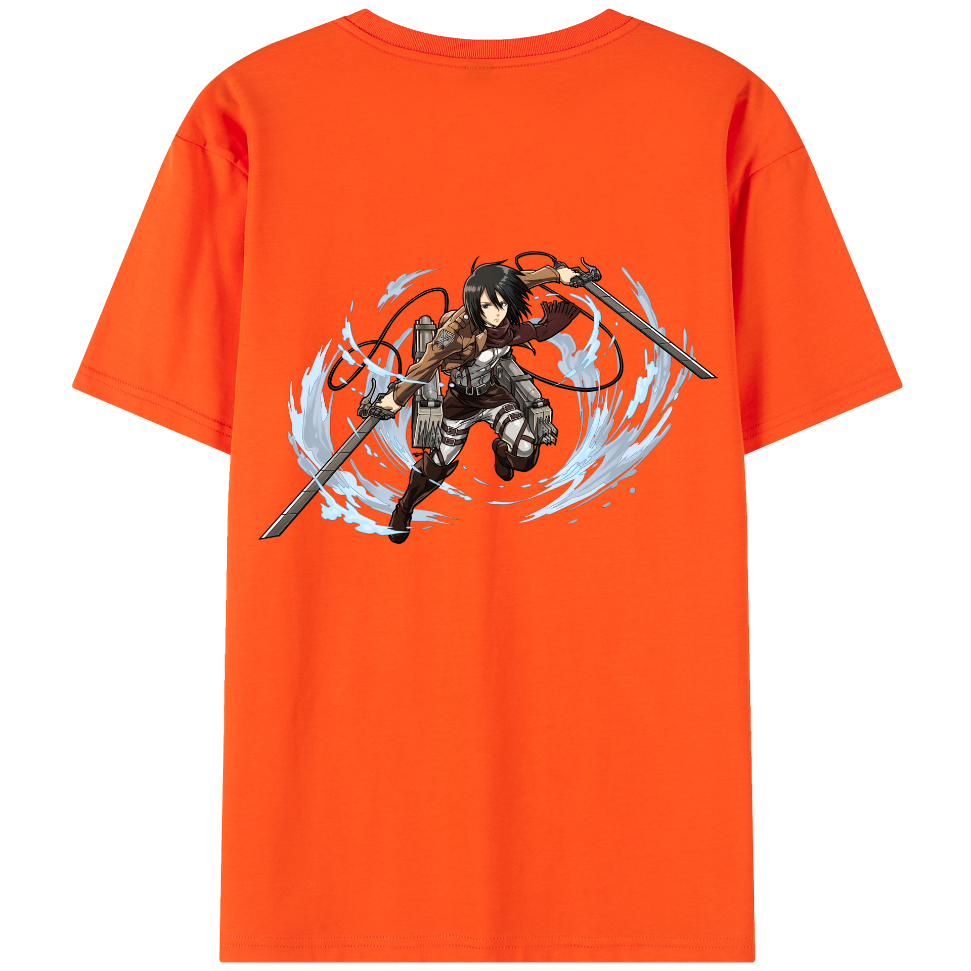 （画像用） 進撃の巨人 ミカサ·アッカーマン Attack on Titan Mikasa Ackerman 綿100％半袖Tシャツ（背面プリント）