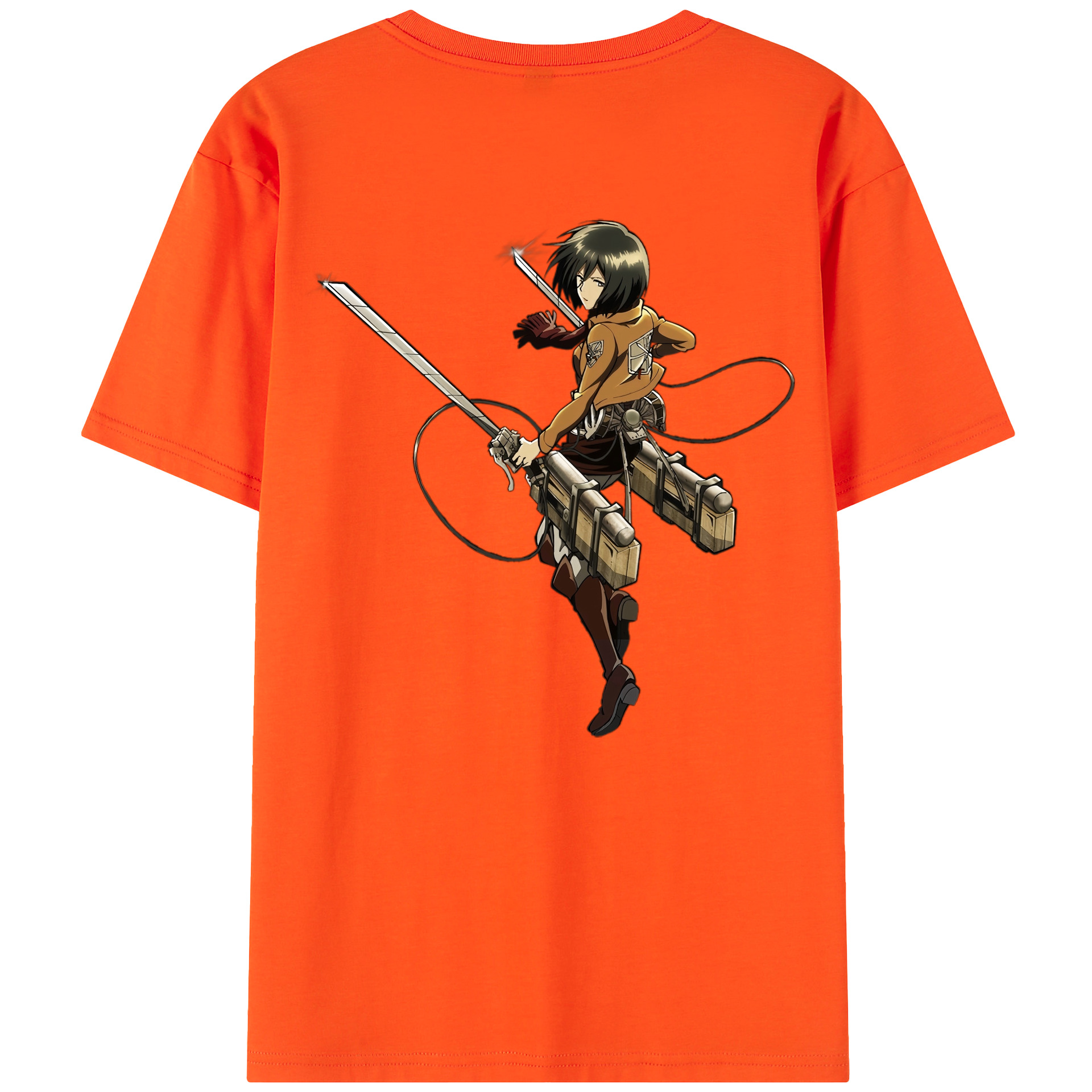 （画像用） 進撃の巨人 ミカサ·アッカーマン Attack on Titan Mikasa Ackerman 綿100％半袖Tシャツ（背面プリント）