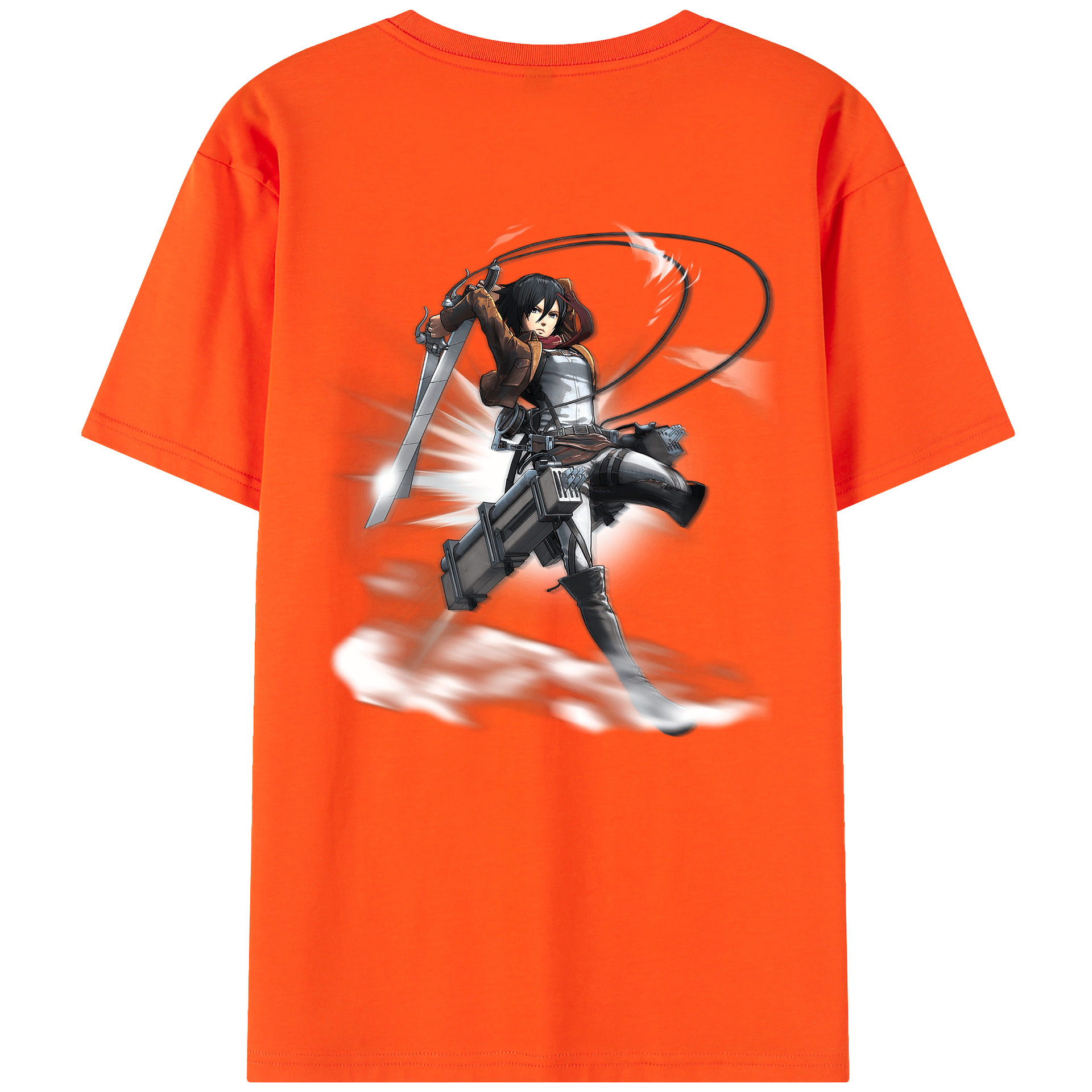 （画像用） 進撃の巨人 ミカサ·アッカーマン Attack on Titan Mikasa Ackerman 綿100％半袖Tシャツ（背面プリント）