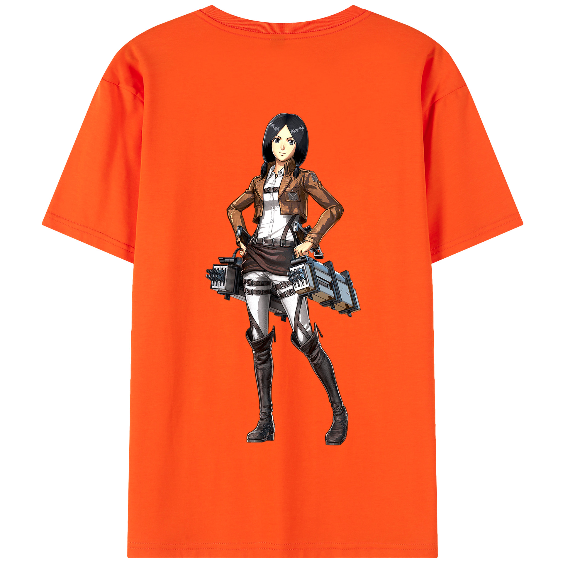 （画像用） 進撃の巨人 ミカサ·アッカーマン Attack on Titan Mikasa Ackerman 綿100％半袖Tシャツ（背面プリント）